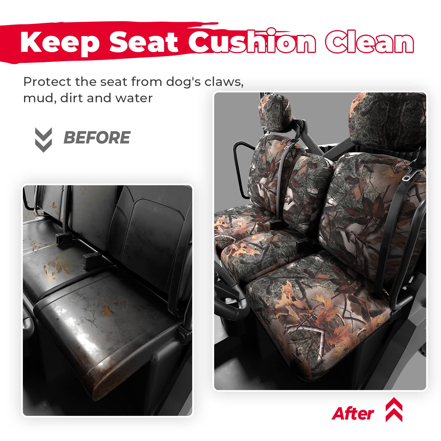 Photo of Camouflage Seat Cover for Can Am Defender HD5|7|8|9|10 by Kemimoto - Premium for UTVs / Side by Sides