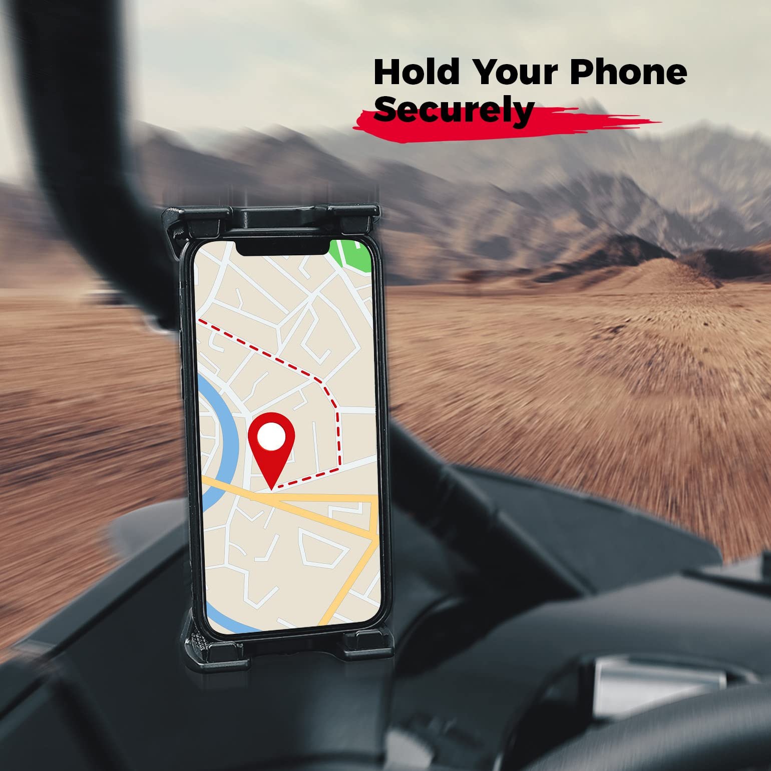 Photo of Universal Phone Holder for 0.6-1.25"/1.5-1.75" Roll Bar by Kemimoto - Premium for UTVs / Side by Sides