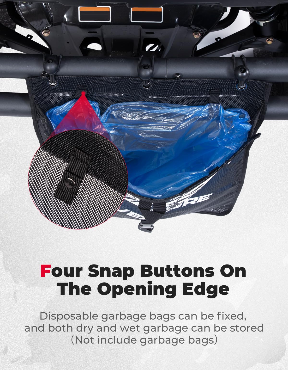 Photo of Universal Trash Sack Mesh Trash Bag for UTV Golf by Kemimoto - Premium for UTVs / Side by Sides