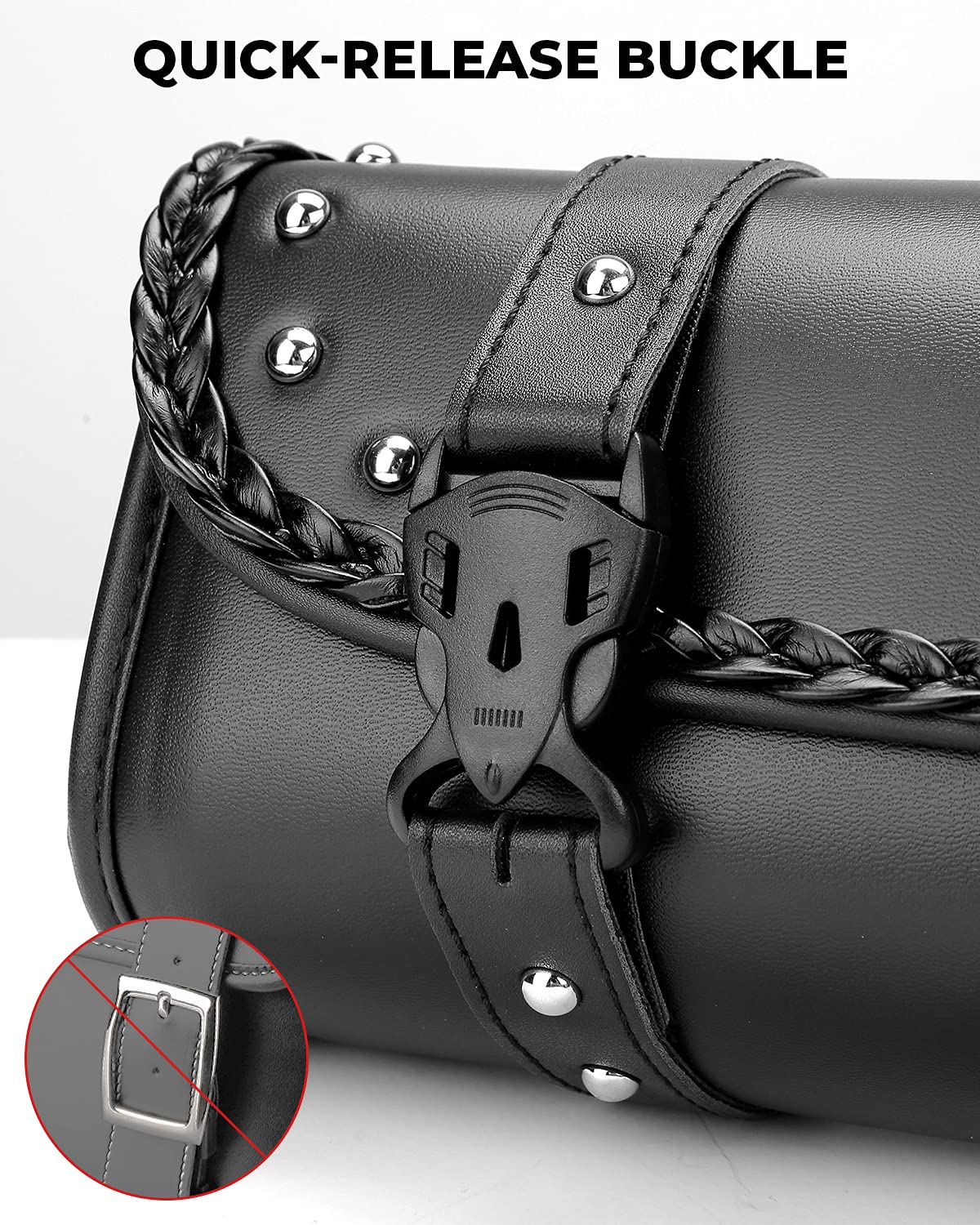 Photo of Motorcycle PU Leather Tool Bag Fork Bag by Kemimoto - Premium for UTVs / Side by Sides