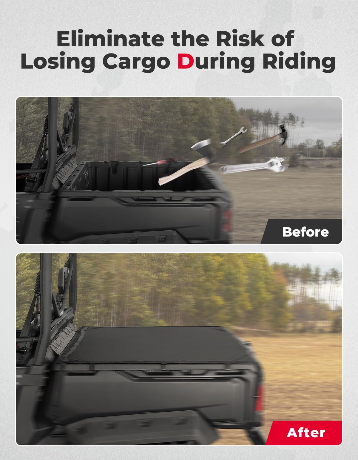 Photo of Stretchable Cargo Bed Net for Can-Am Defender / Polaris Ranger General by Kemimoto - Premium for UTVs / Side by Sides
