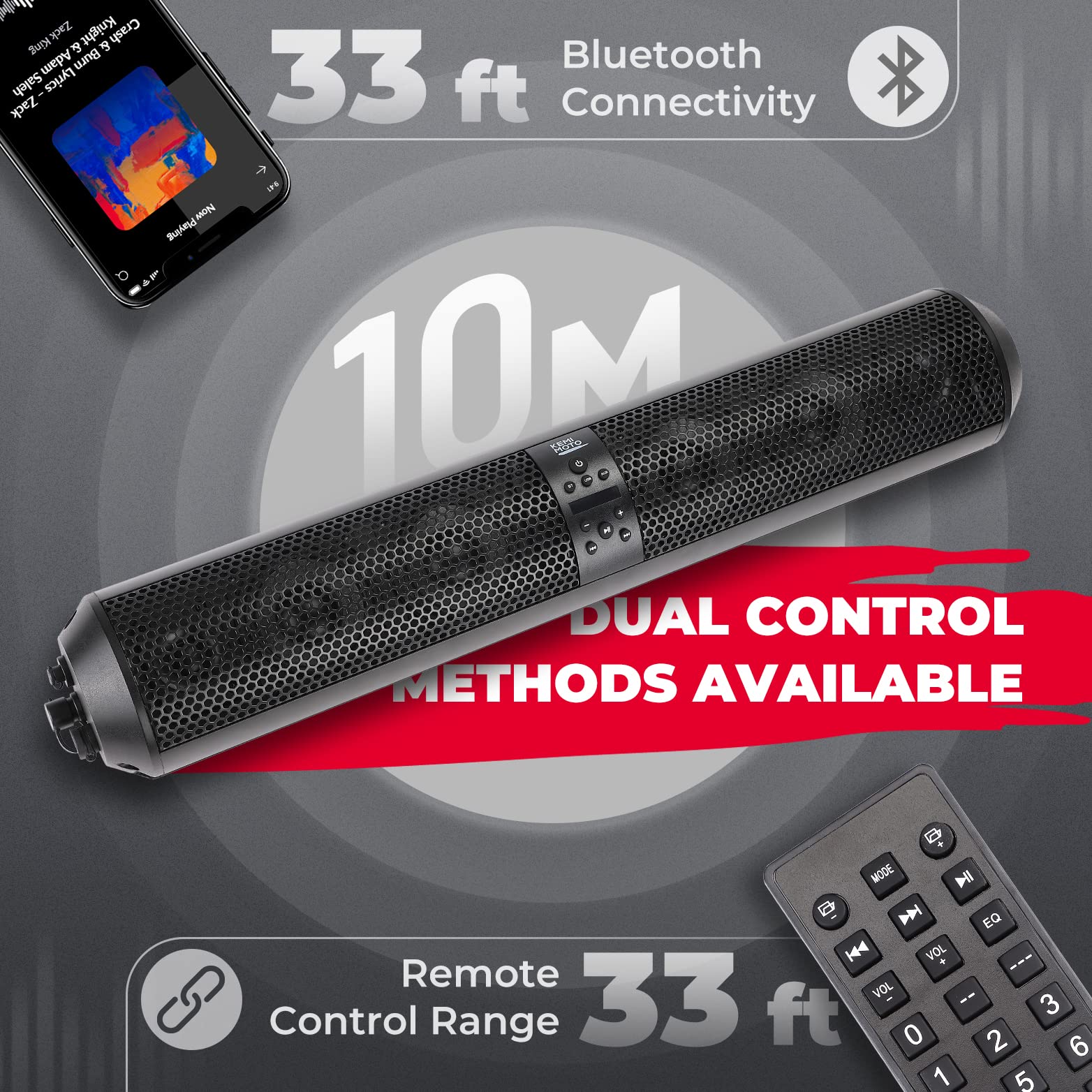 Photo of Kemimoto 6 Speaker UTV Bluetooth Sound Bar for Polaris RZR/ 570/ 800/ 900/XP/1000/ Pro by Kemimoto - Premium for UTVs / Side by Sides