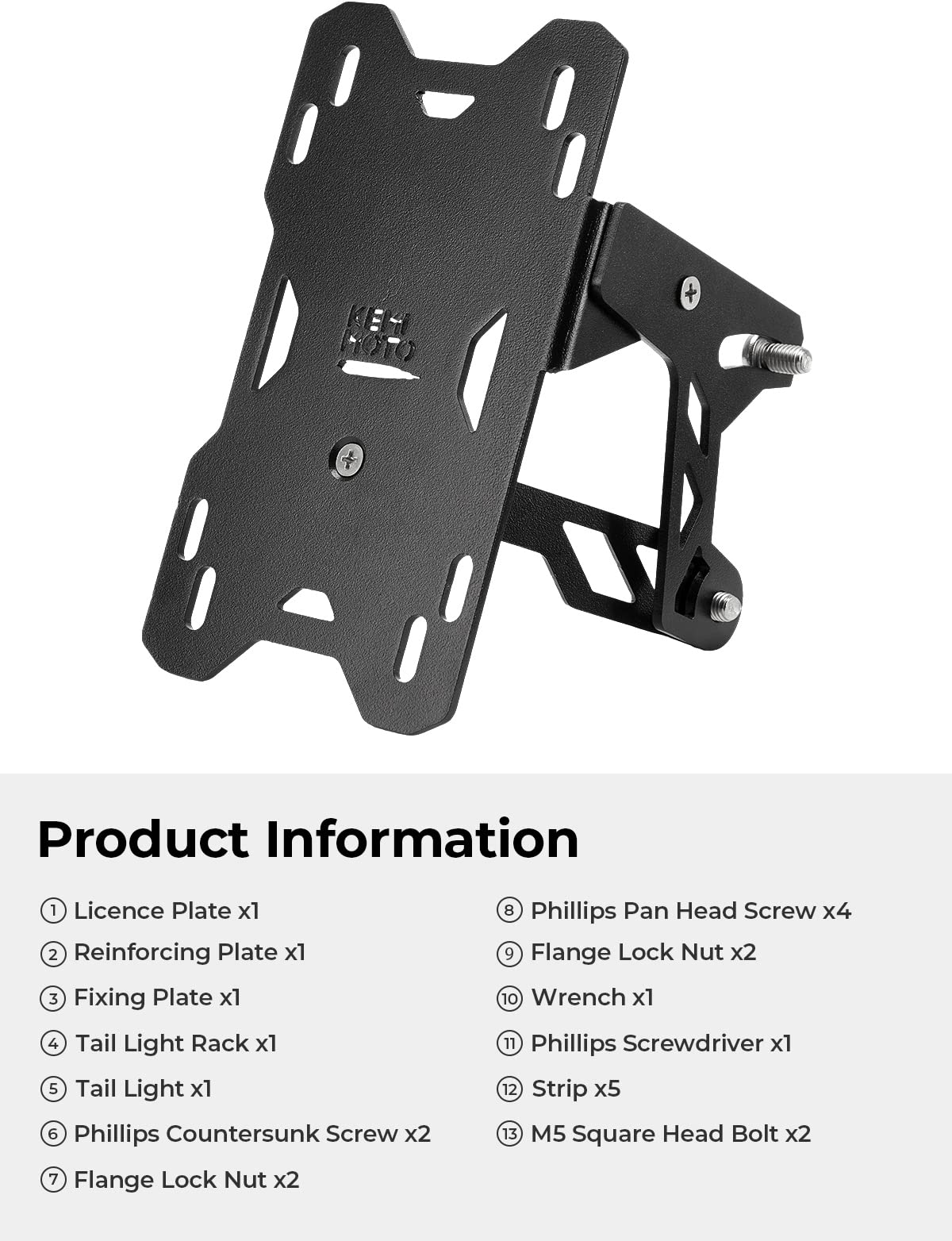 Photo of Motorcycle Side License Plate Holder Bracket with LED Light for Sportster S RH1250 by Kemimoto - Premium for UTVs / Side by Sides
