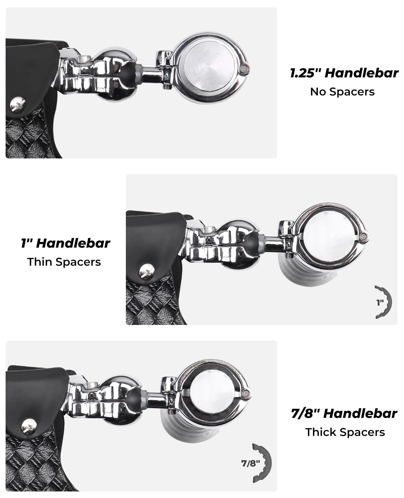 Photo of Motorcycle Handlebar Leather Cup Holders for Harley by Kemimoto - Premium for UTVs / Side by Sides