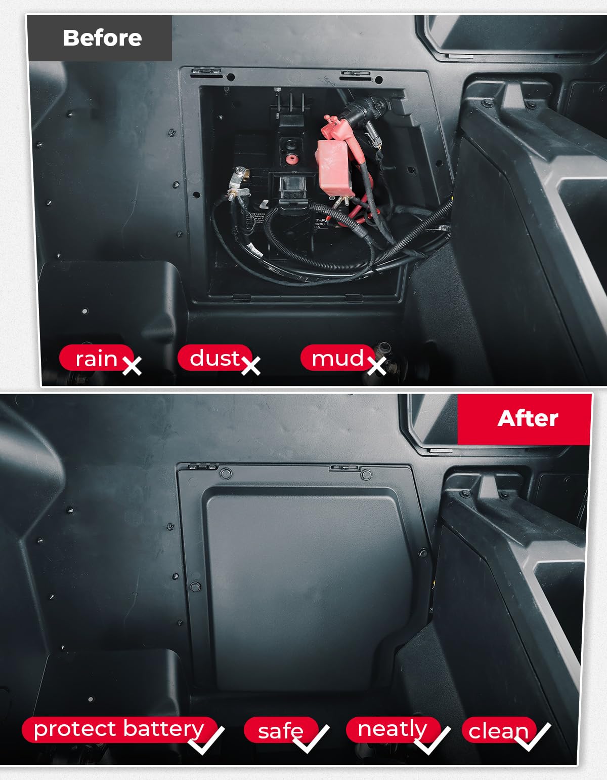 Photo of Kemimoto Battery Cover Plate for Can-Am Maverick X3 / X3 MAX by Kemimoto - Premium for UTVs / Side by Sides
