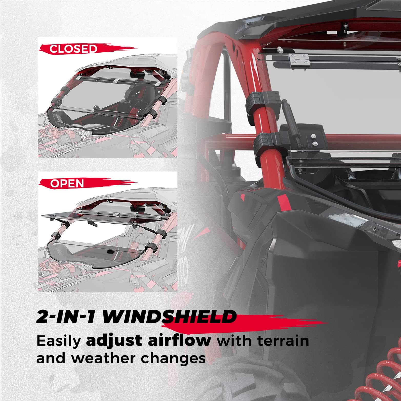Photo of Kemimoto Flip Windshield and Door Bags for 2017+ Can Am Maverick X3 by Kemimoto - Premium for UTVs / Side by Sides