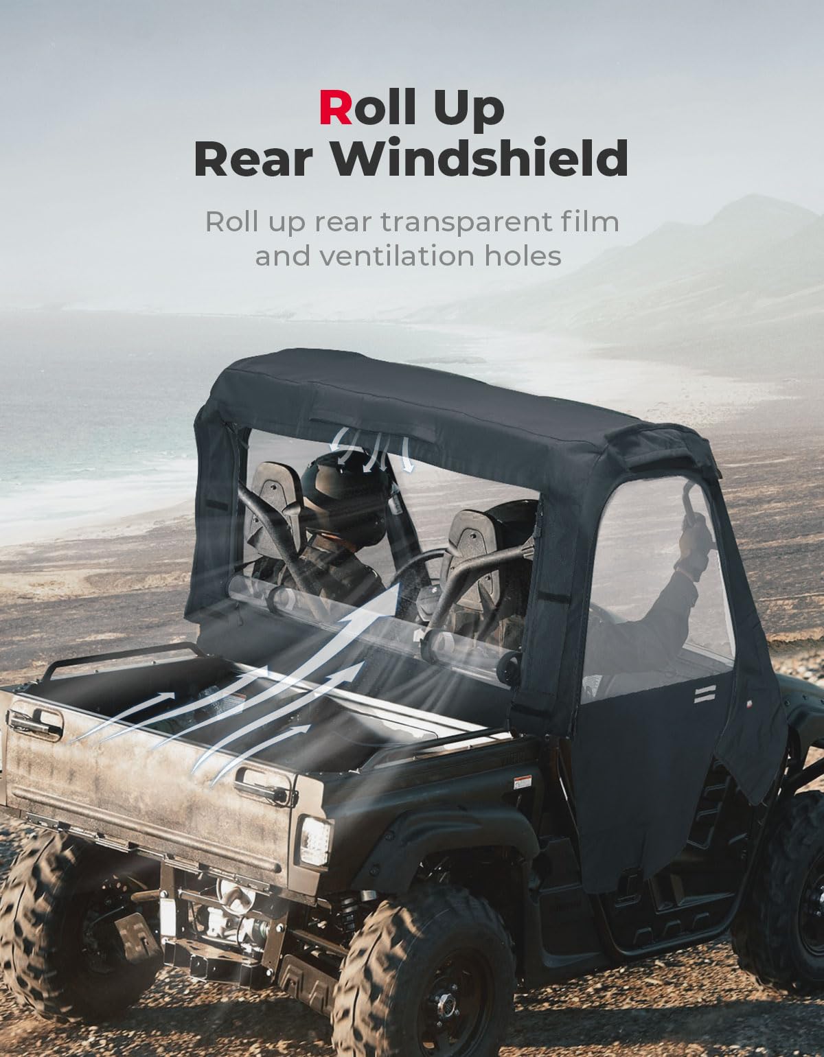 Photo of UTV Cab Enclosure Heavy-Duty 900D for Yamaha Rhino with Half Doors by Kemimoto - Premium for UTVs / Side by Sides
