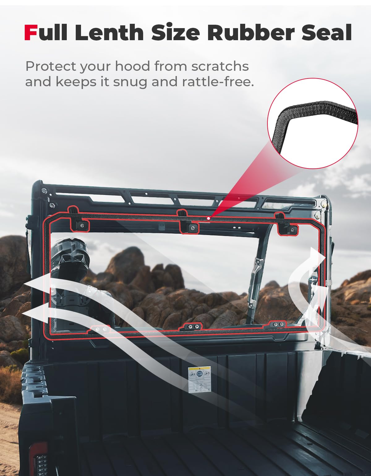 Photo of Midsize 570 Rear Windshield for Polaris Ranger 500 / Crew 570 / ETX by Kemimoto - Premium for UTVs / Side by Sides