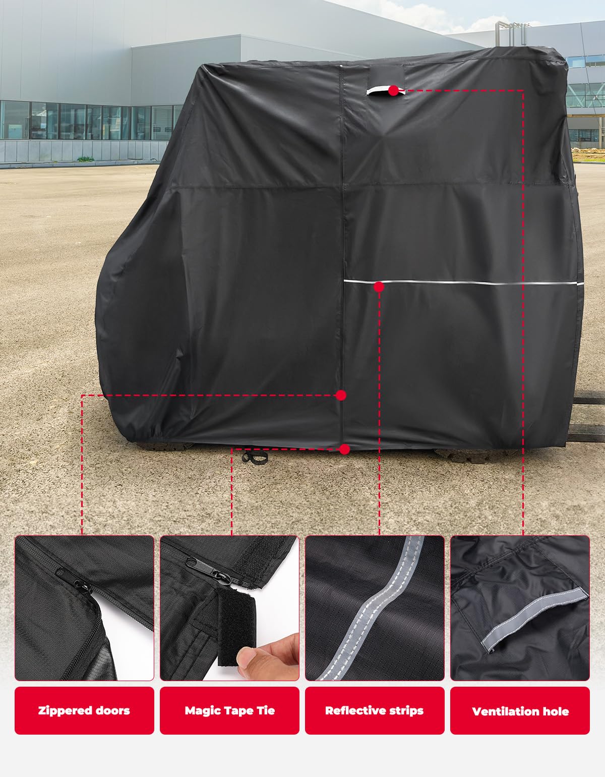 Photo of Kemimoto Forklift Storage Cover Side Zippered Hatch Heavy Duty 420D Oxford by Kemimoto - Premium for UTVs / Side by Sides