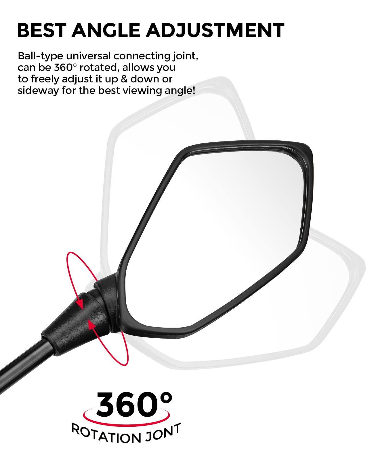 Photo of Universal Motorcycle Mirrors with M8 M10 Bolt by Kemimoto - Premium for UTVs / Side by Sides
