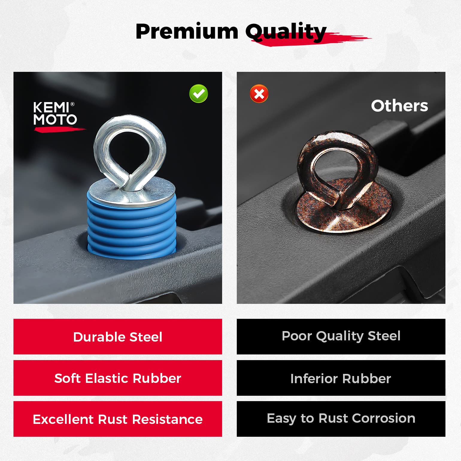 Photo of Tie Down Anchors with 1-7/16" Hole for Ranger/ General (6 Pcs) by Kemimoto - Premium for UTVs / Side by Sides