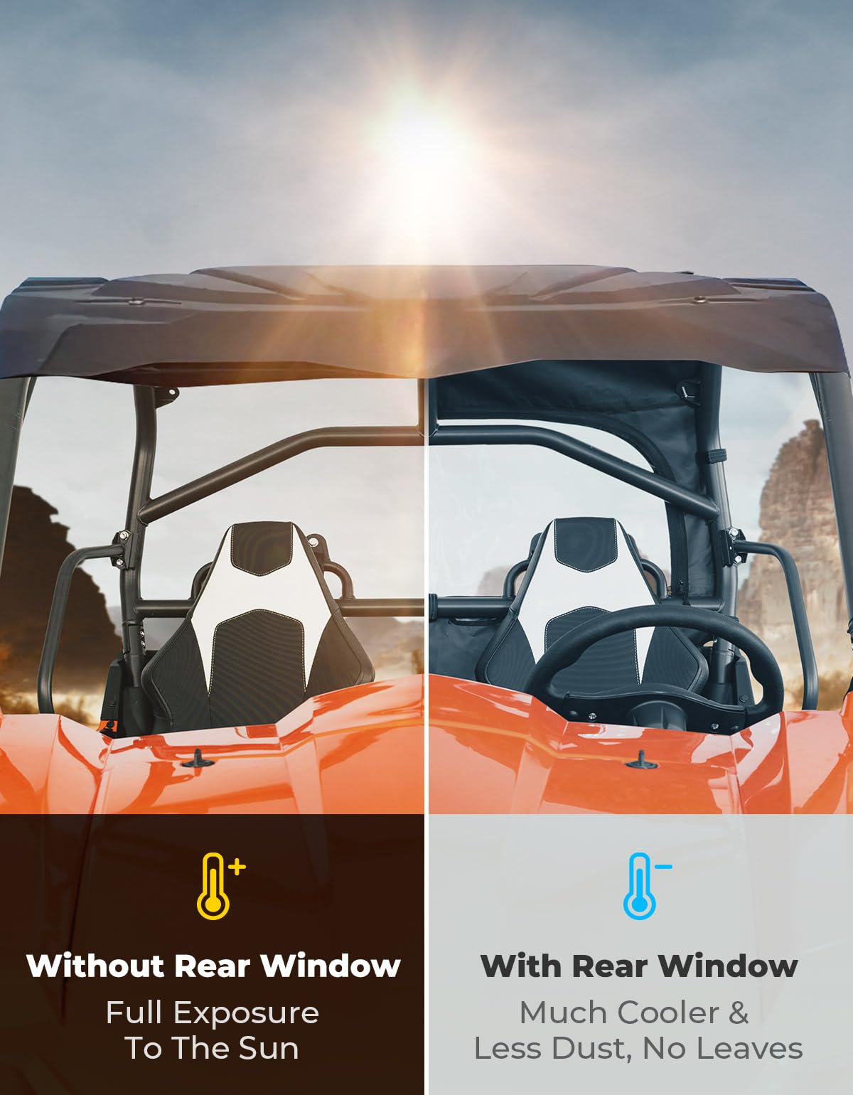 Photo of Soft Rear Windshield with Zipper for CFMOTO ZForce 500 | 800 | 1000 by Kemimoto - Premium for UTVs / Side by Sides