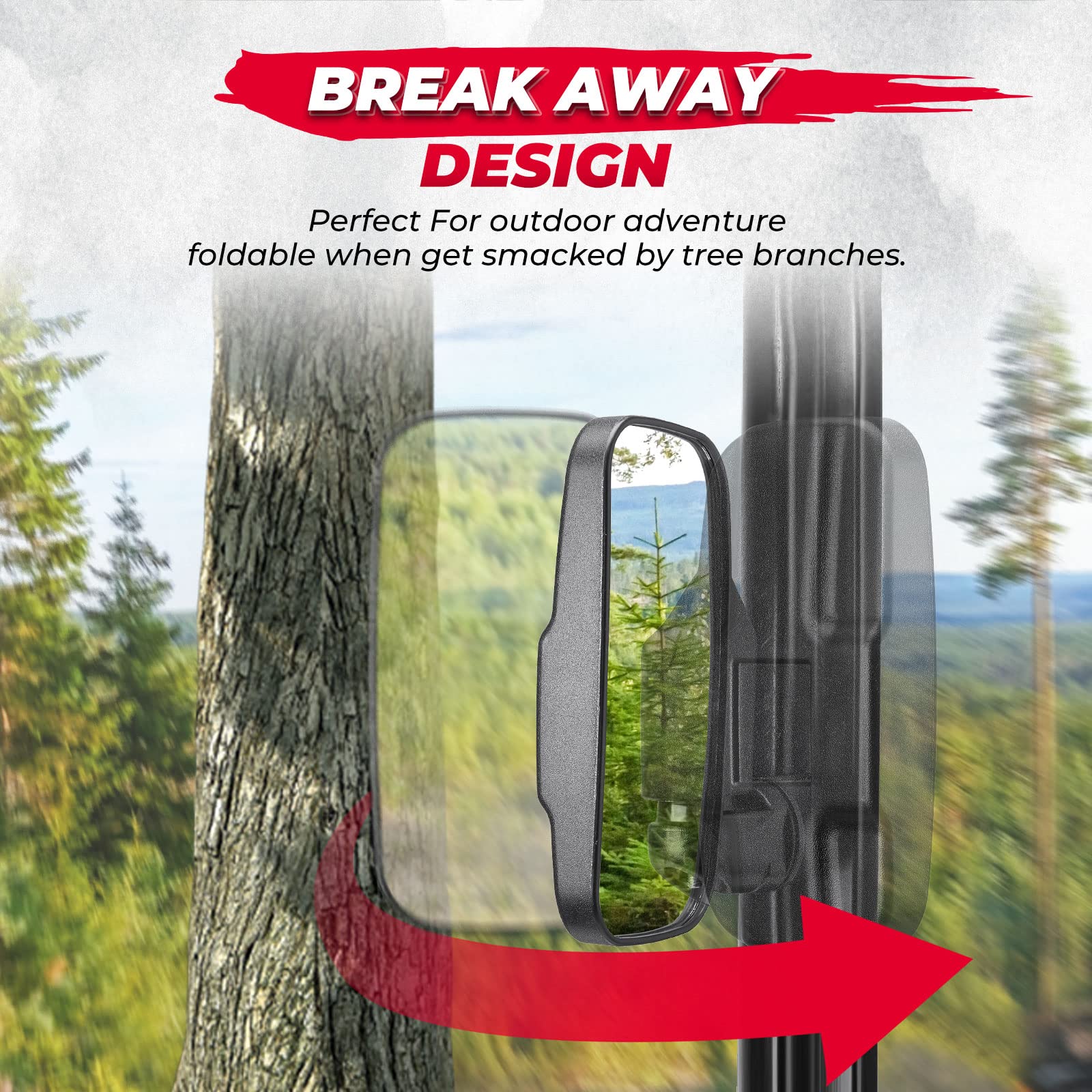 Photo of UTV Mirror Set for Ranger 500 570 900 1000 XP w/Pro-Fit tube cages by Kemimoto - Premium for UTVs / Side by Sides
