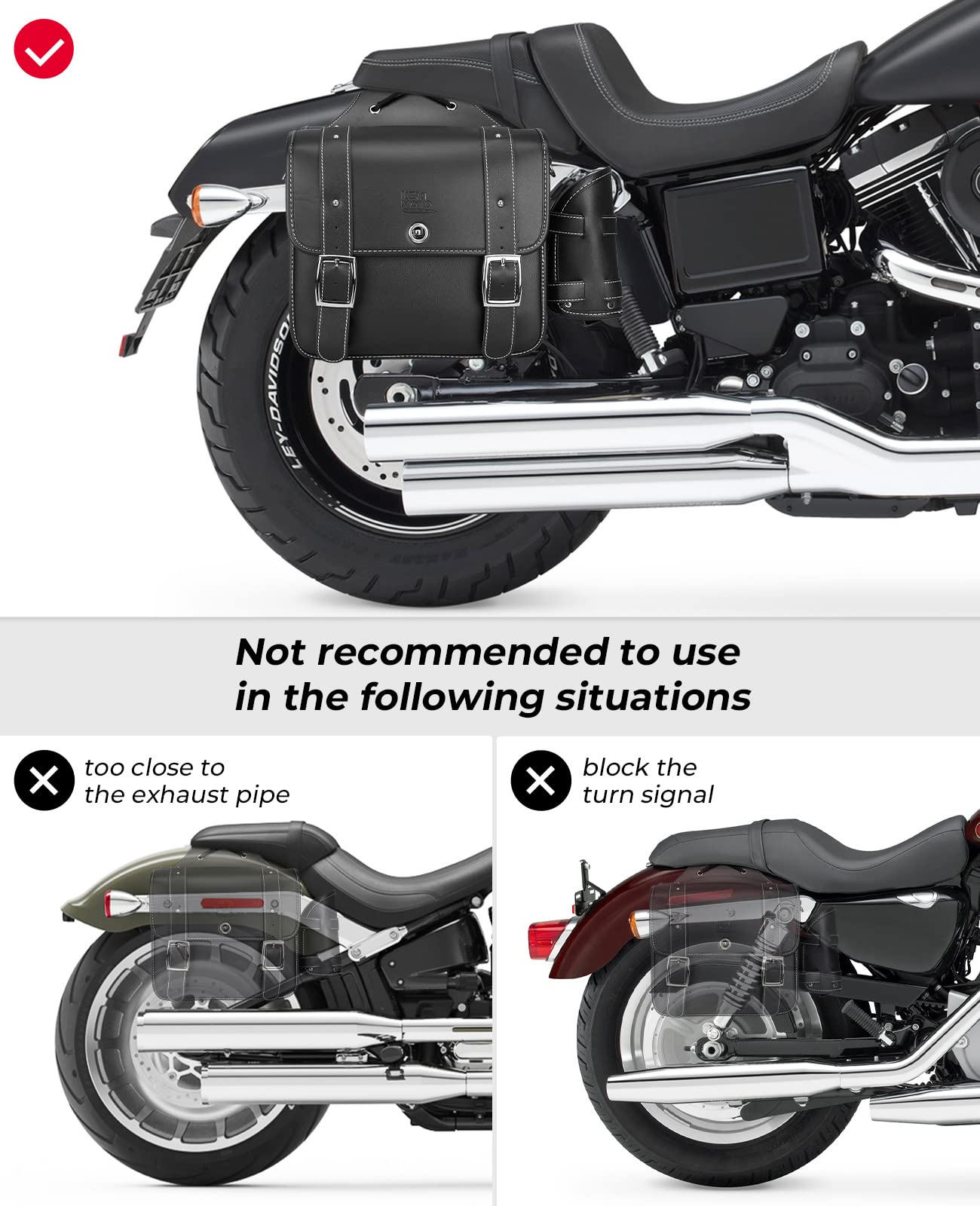 Photo of 20L PU Leather Saddlebags With Cup Holder for Sportster Softail Dyna (1 Pair) by Kemimoto - Premium for UTVs / Side by Sides