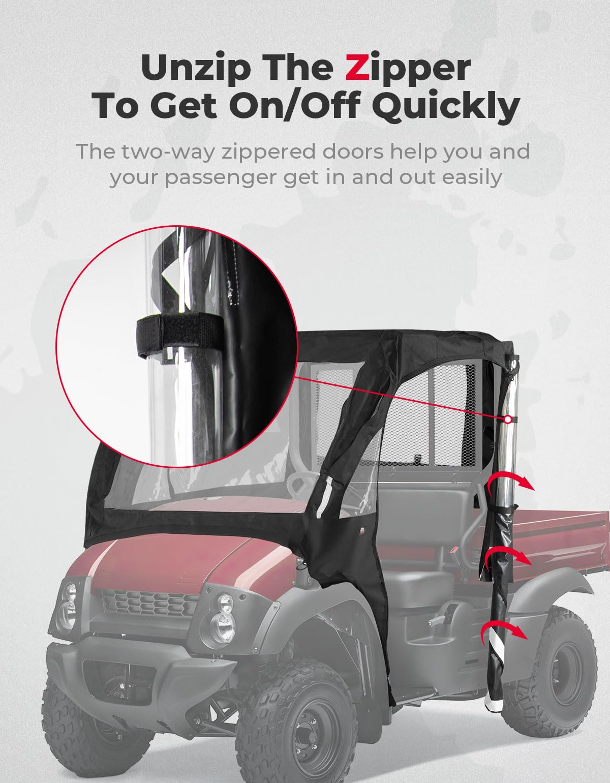 Photo of Soft Cab Enclosure Doors for Kawasaki Mule 600 610 (2015 models and older) by Kemimoto - Premium for UTVs / Side by Sides