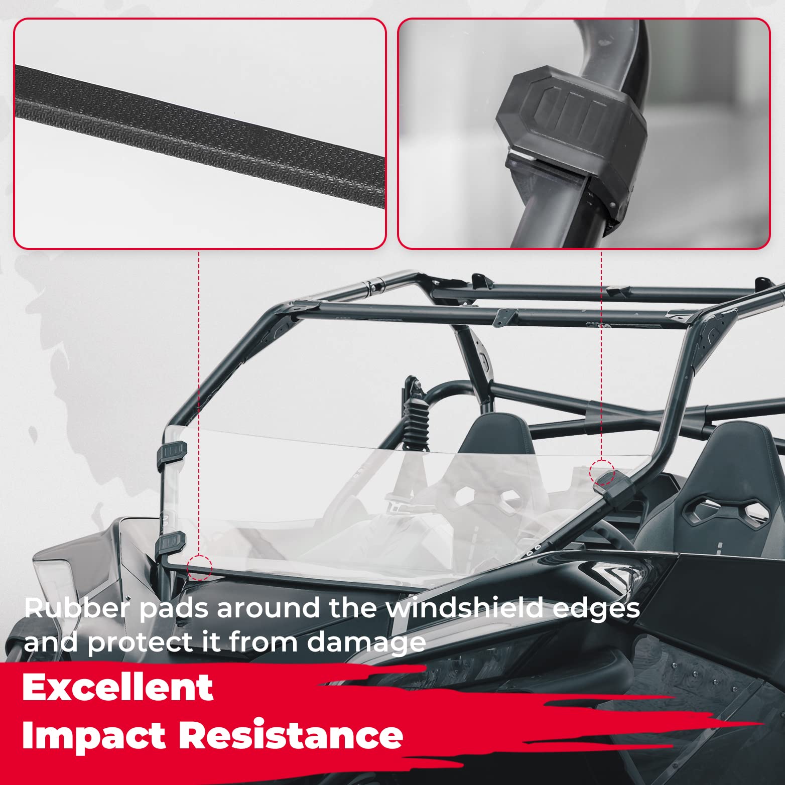 Photo of Kemimoto Front Half Windshield for CFMOTO ZForce 950 by Kemimoto - Premium for UTVs / Side by Sides