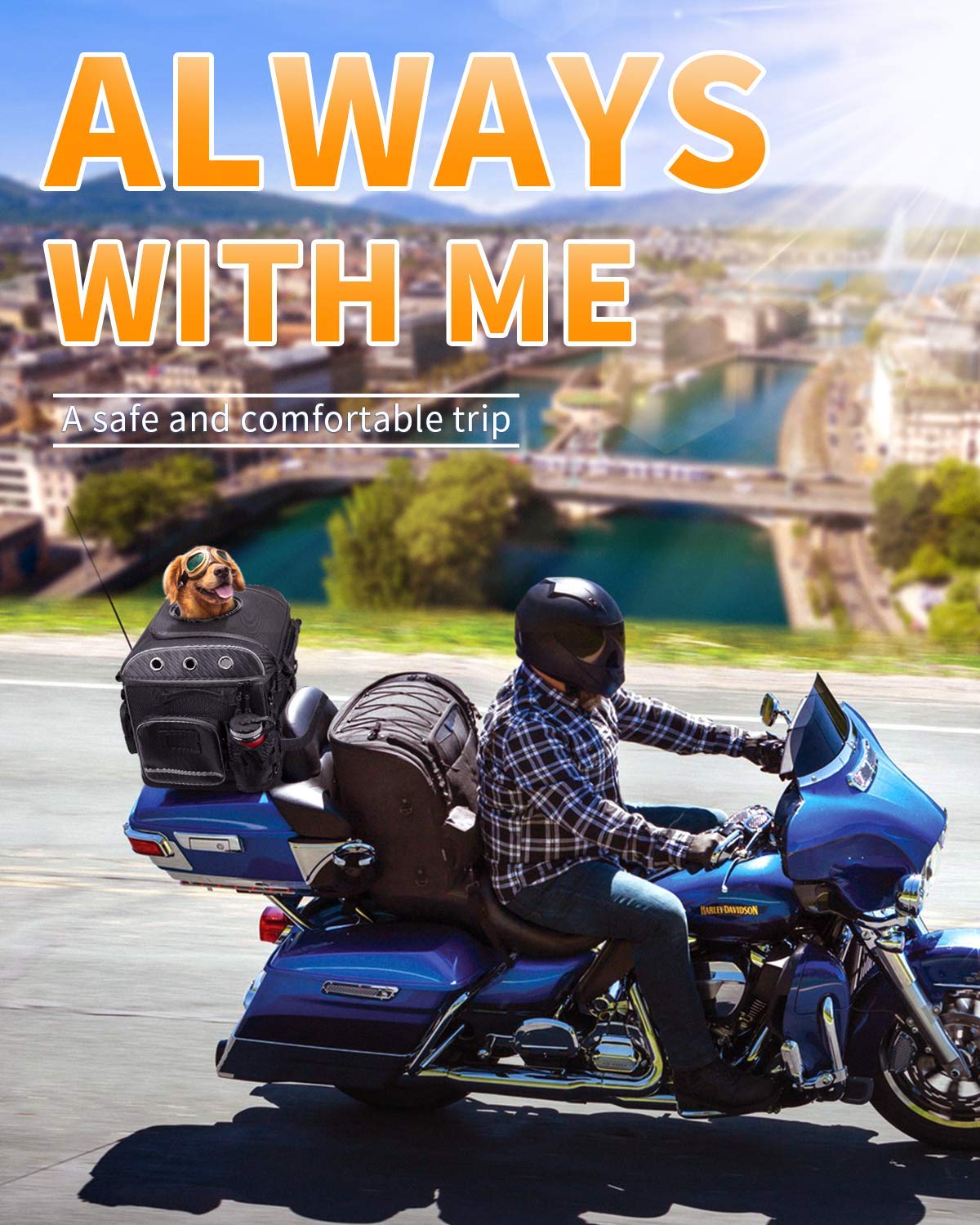 Photo of Motorcycle Pet Carrier Bag for Street Glide Road King by Kemimoto - Premium for UTVs / Side by Sides