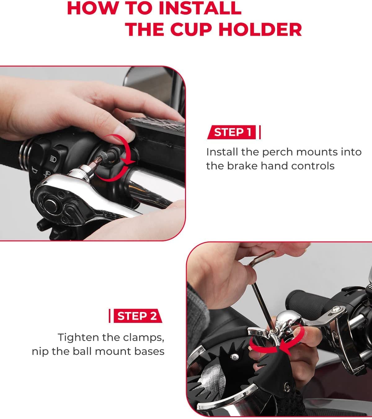 Photo of Synthetic Leather Motorcycle Cup Holder by Kemimoto - Premium for UTVs / Side by Sides