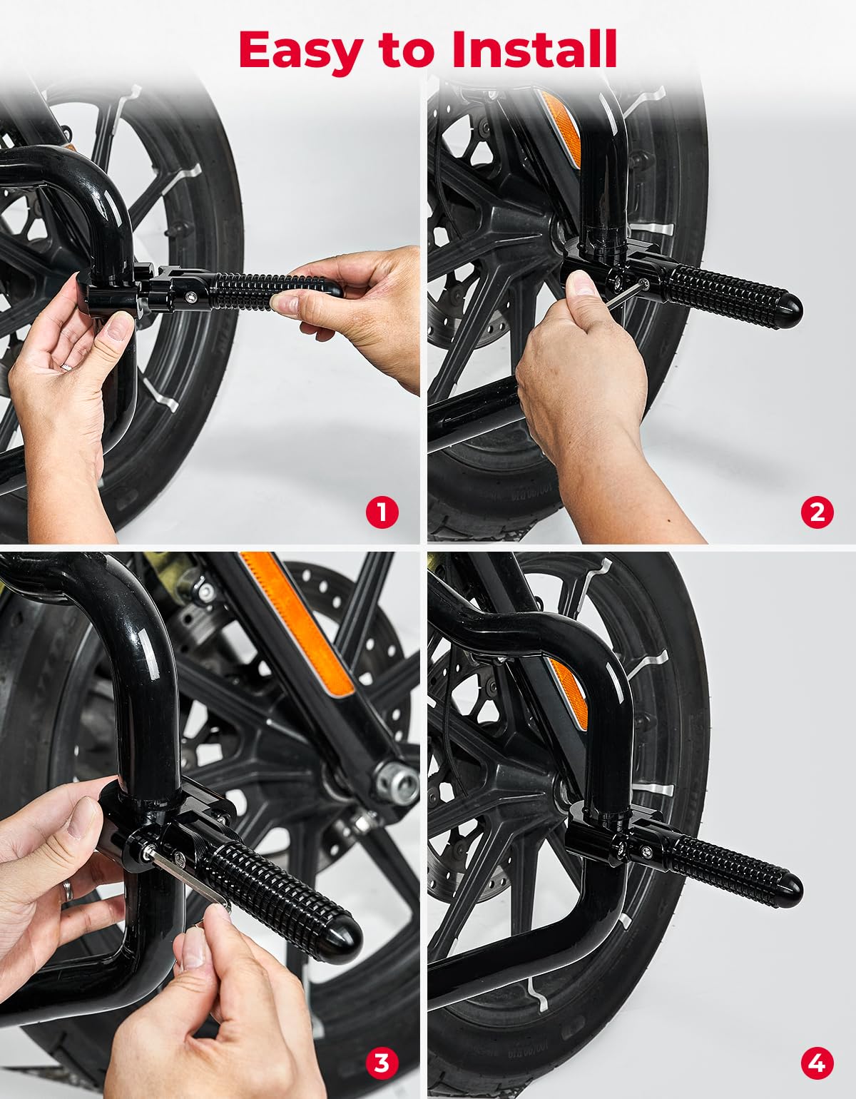 Photo of Universal Motorcycle Foldable Foot Pegs by Kemimoto - Premium for UTVs / Side by Sides