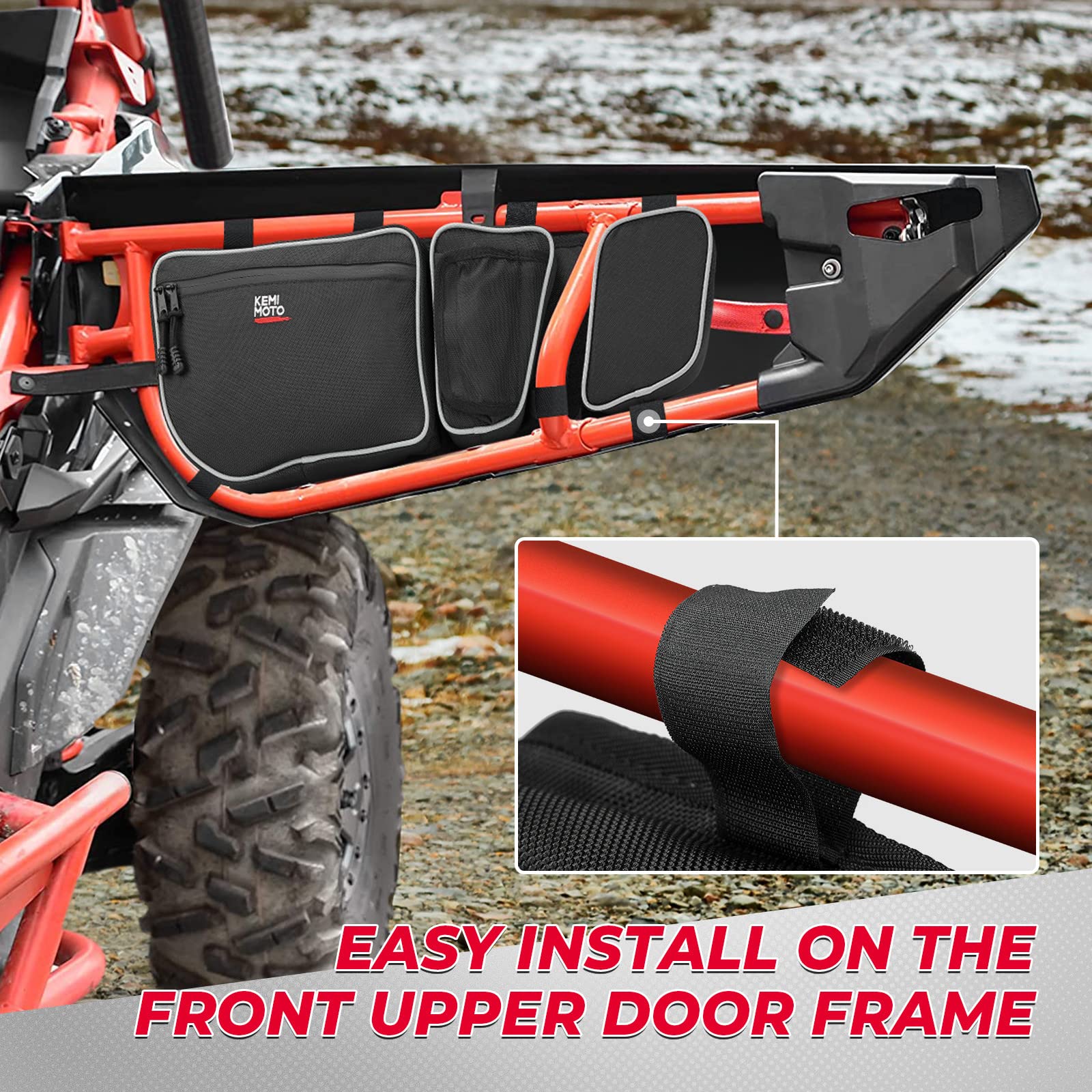 Photo of Storage Door Bags with Removable Knee Pad for Can Am Maverick X3 by Kemimoto - Premium for UTVs / Side by Sides