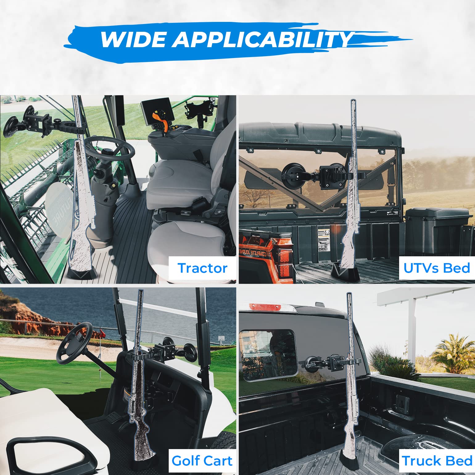 Photo of Tractor Gun Holder Rack for Glass Windshield by Kemimoto - Premium for UTVs / Side by Sides