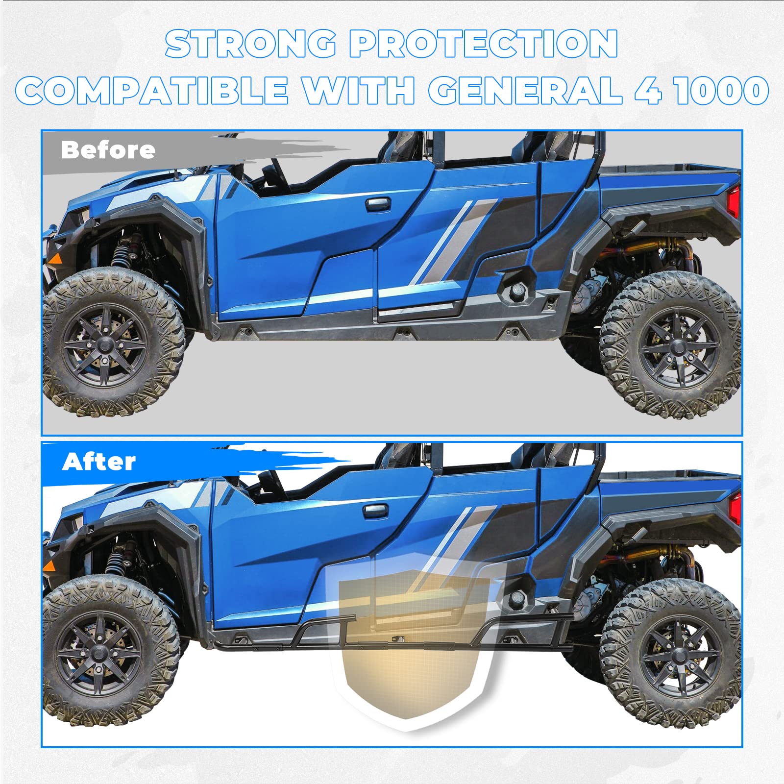Photo of Nerf Bars Rock Sliders for Polaris General XP 4 1000 by Kemimoto - Premium for UTVs / Side by Sides
