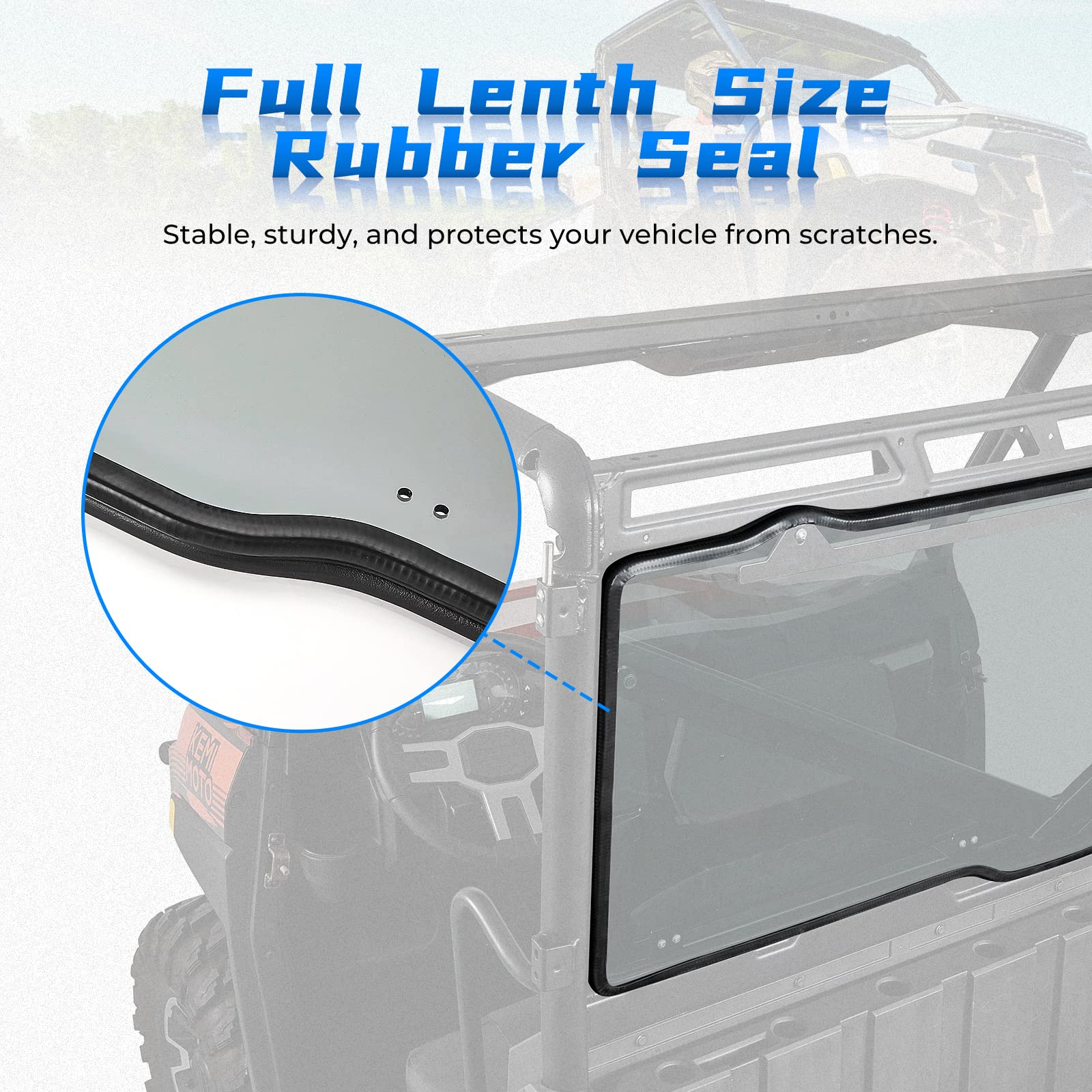 Photo of UTV Rear Windshield (Fit Roof) for Polaris Ranger XP 1000/Crew 2017-2025 by Kemimoto - Premium for UTVs / Side by Sides