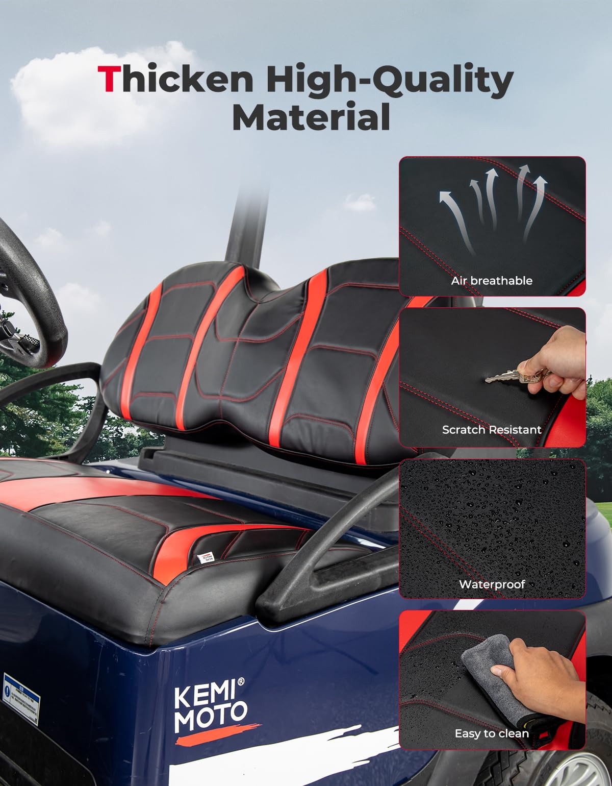 Photo of Seat Covers for Club Car Precedent, Tempo, Onward OEM by Kemimoto - Premium for UTVs / Side by Sides