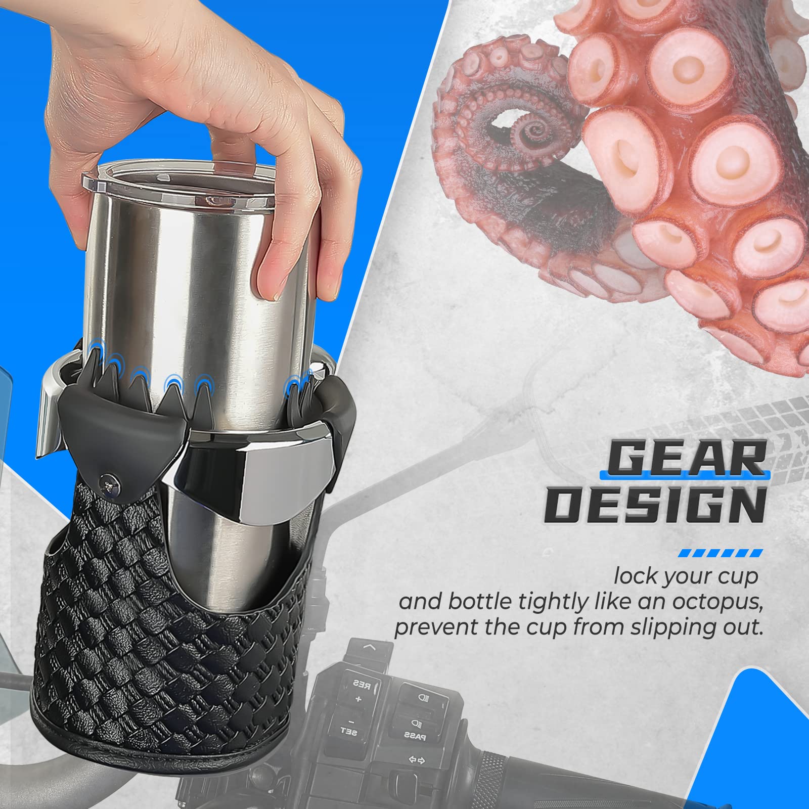 Photo of Upgraded Motorcycle ATV Cup Holder by Kemimoto - Premium for UTVs / Side by Sides