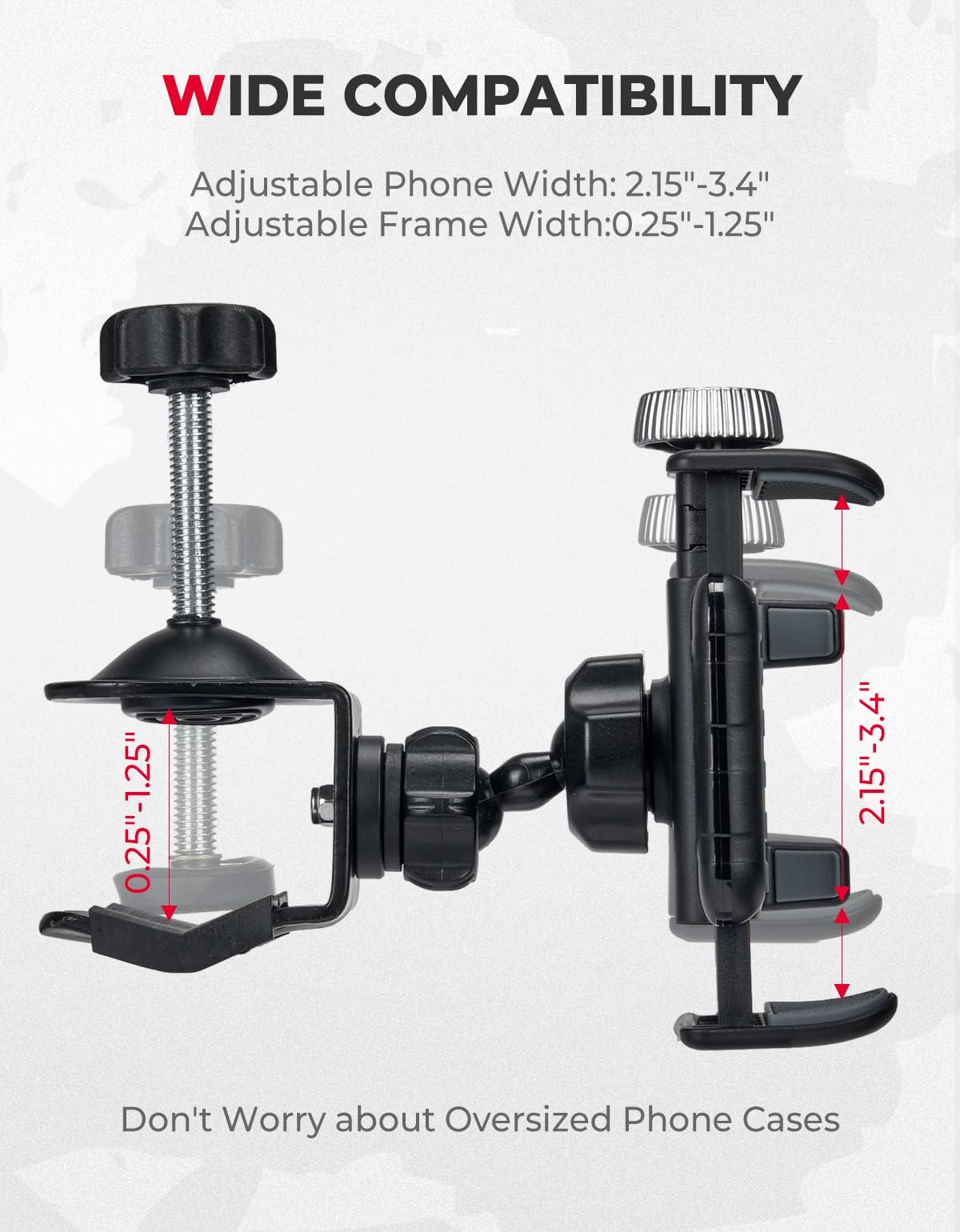 Photo of Golf Cart Phone Holder for Square& Round Tubes (0.25-1.25IN) by Kemimoto - Premium for UTVs / Side by Sides