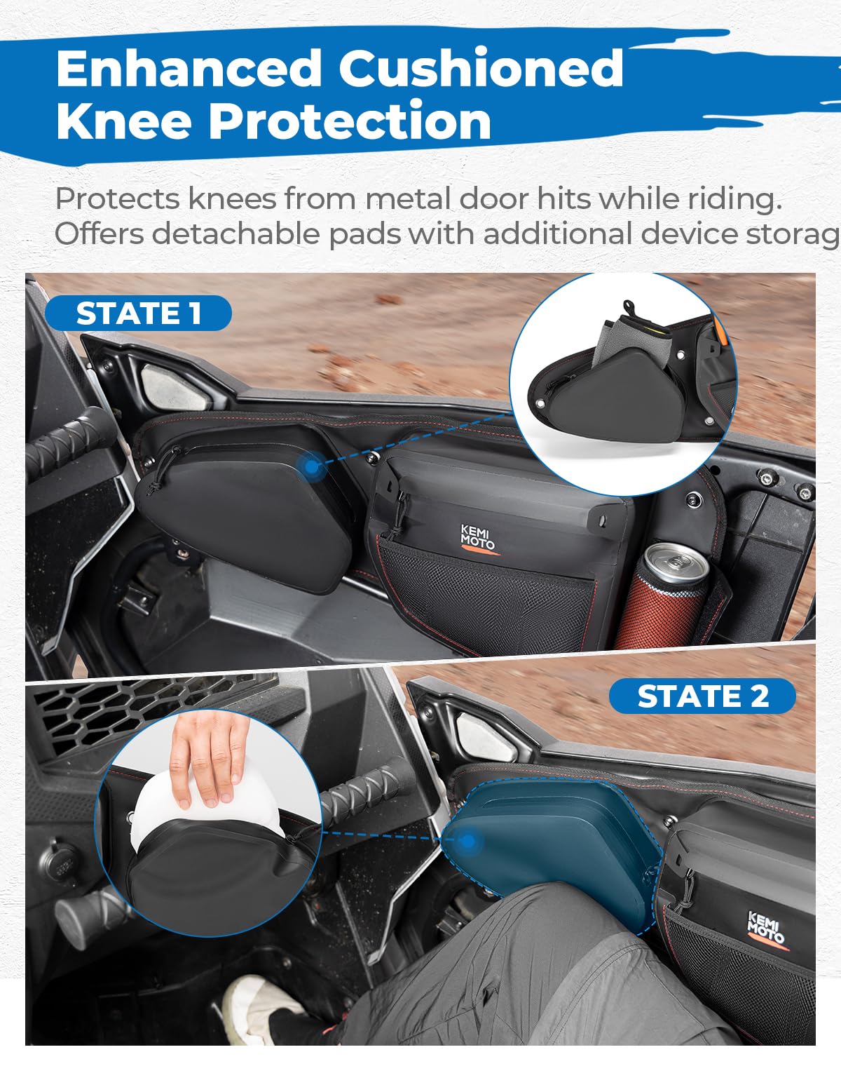 Photo of TPU New Fabric IPX6 Door Bags for Polaris RZR XP 1000 Trail S 900 2014-2023 by Kemimoto - Premium for UTVs / Side by Sides