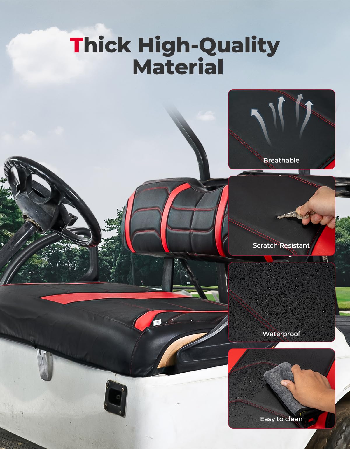 Photo of Front Seat Covers for EZGO TXT 1994-2013 by Kemimoto - Premium for UTVs / Side by Sides