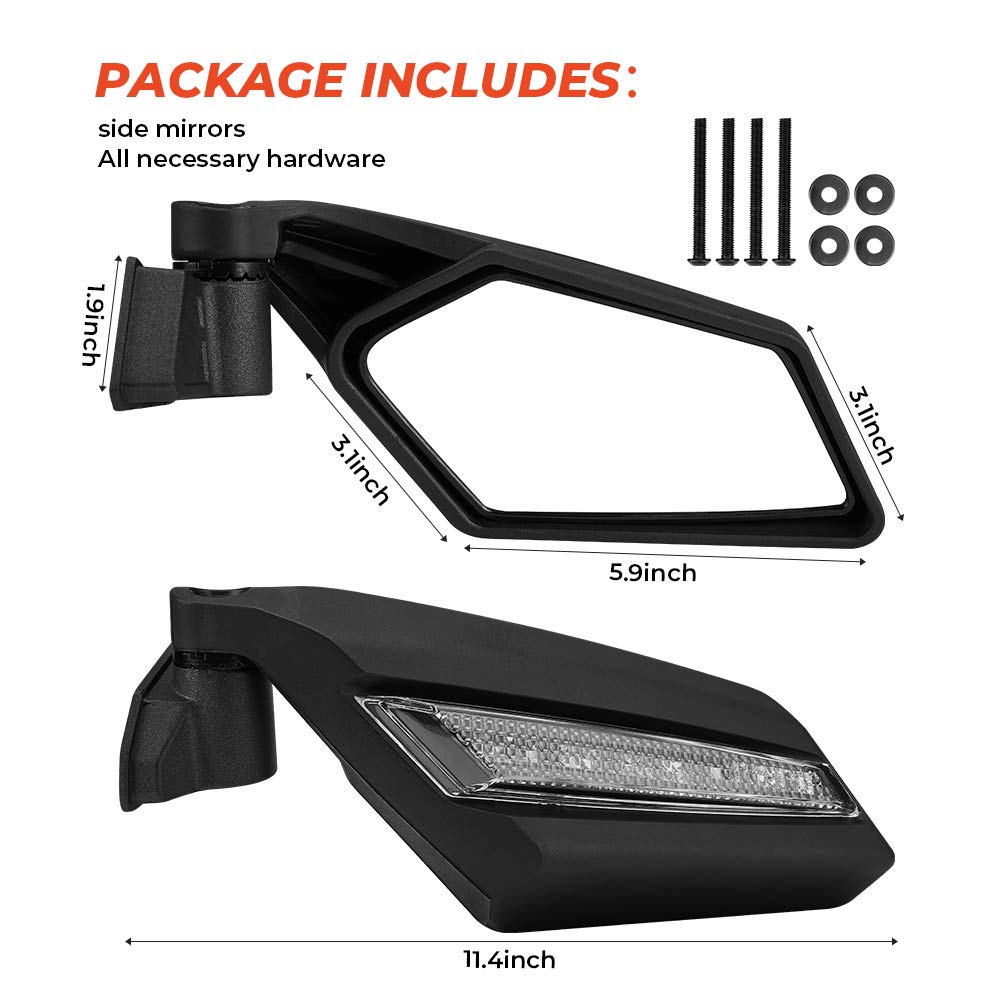 Photo of One Pair LED Side Mirrors for Can-Am Maverick X3 | X3 MAX by Kemimoto - Premium for UTVs / Side by Sides
