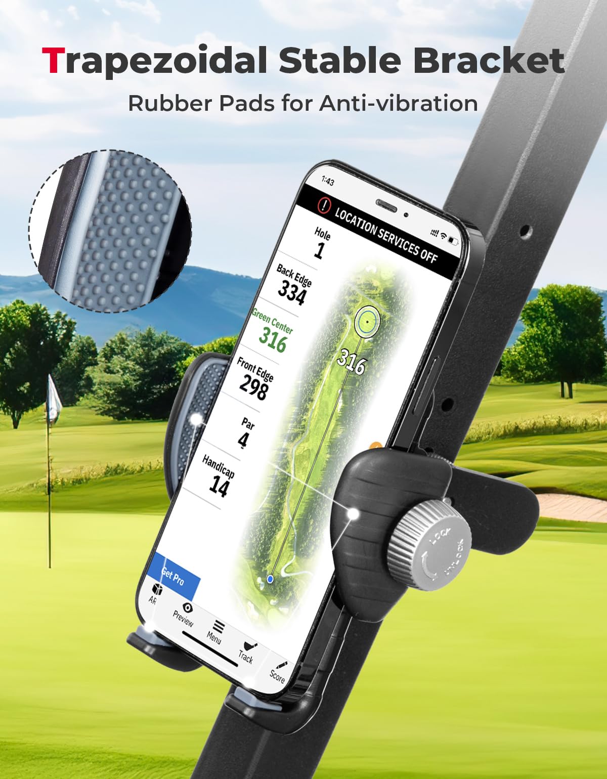 Photo of Phone Holder for EZGO/ Club Car/ Drive Golf Cart by Kemimoto - Premium for UTVs / Side by Sides