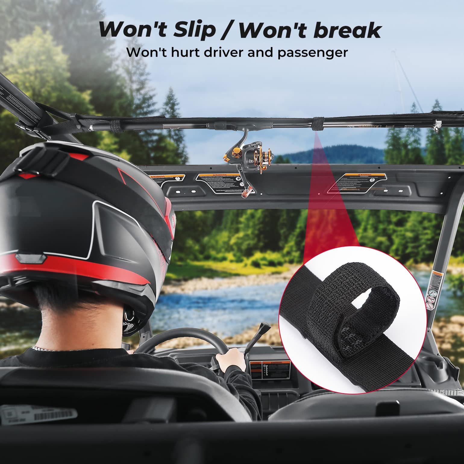 Photo of Universal Fishing Rod Holder Adjustable Length 47"-60" by Kemimoto - Premium for UTVs / Side by Sides