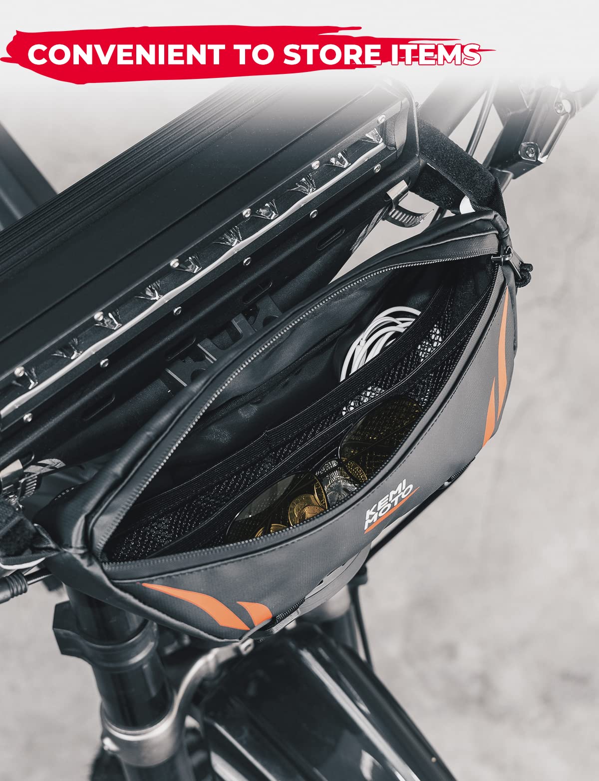 Photo of Universal Motorcycle Handlebar Bag for Dirt Bike,Scooter by Kemimoto - Premium for UTVs / Side by Sides