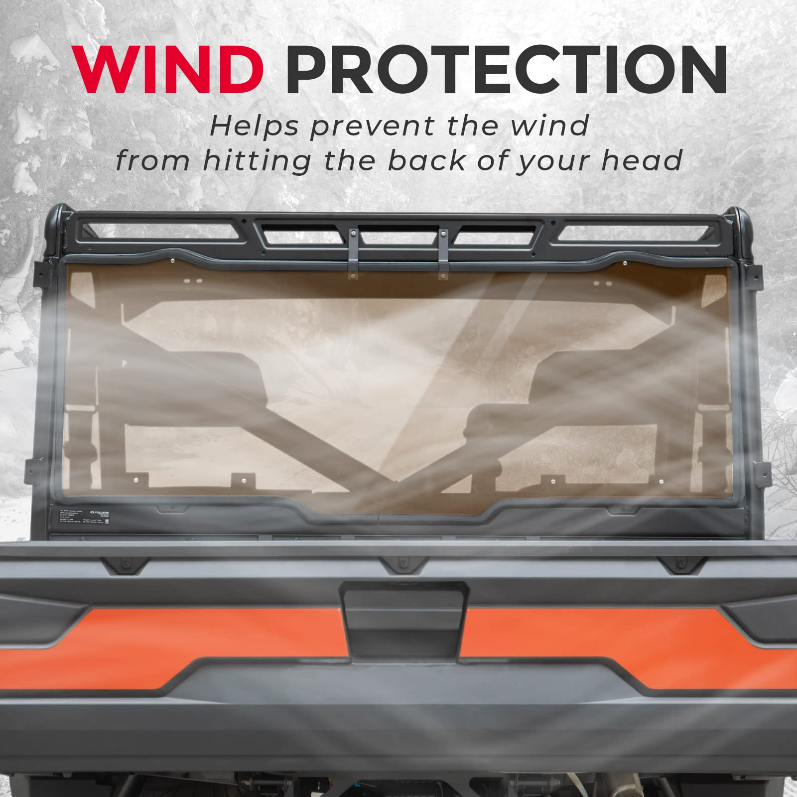 Photo of Tint Anti UV Rear Windshield for Polaris Ranger XP 1000/ Crew 2017-2024 by Kemimoto - Premium for UTVs / Side by Sides