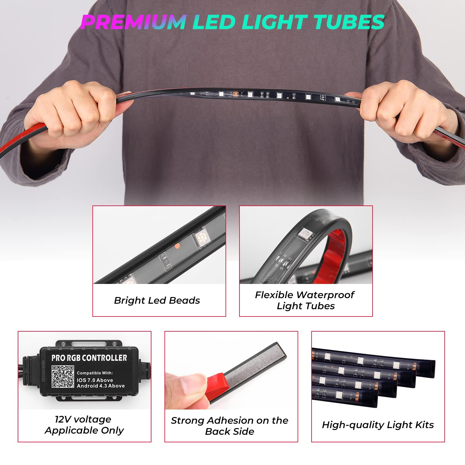 Photo of Golf Cart Million Colors Underglow LED Light Kit 12V 12PCS by Kemimoto - Premium for UTVs / Side by Sides