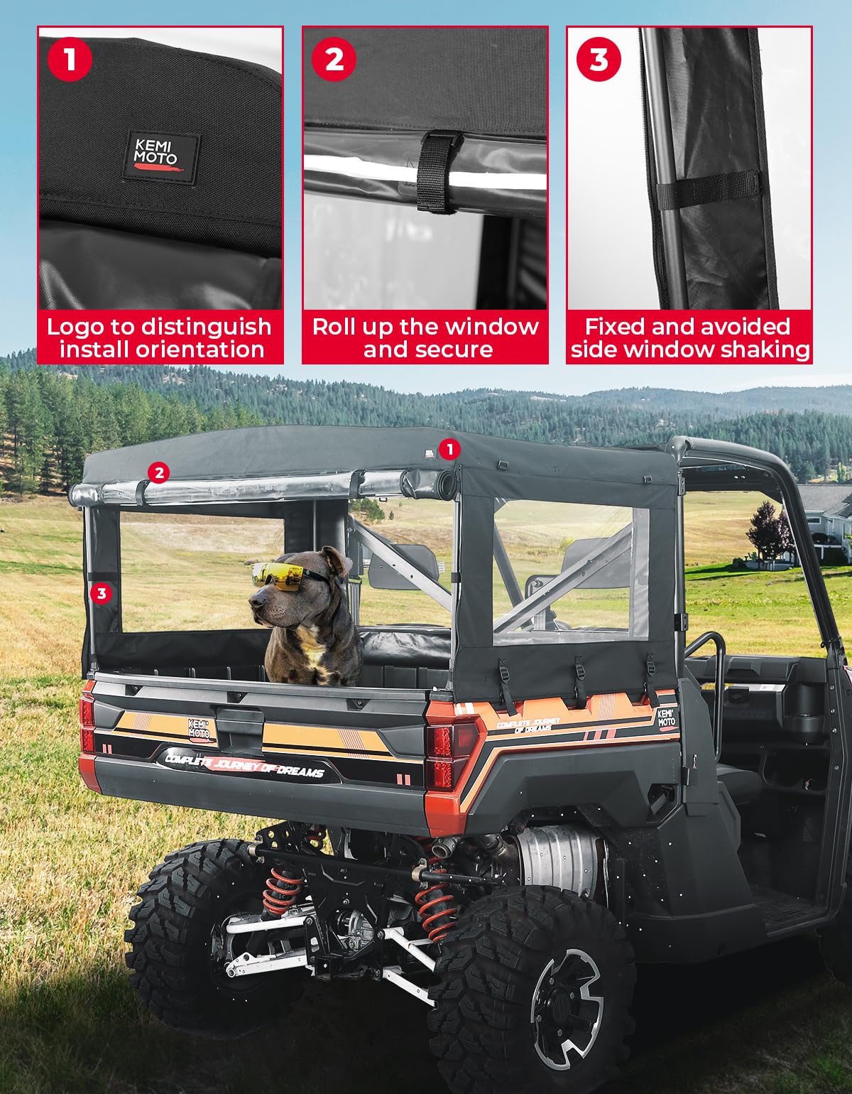 Photo of UTV Soft Cargo Camper Bed Cover Rack for Polaris Ranger 570 Full-size/XP 900/1000 / XP 1000 / Crew by Kemimoto - Premium for UTVs / Side by Sides