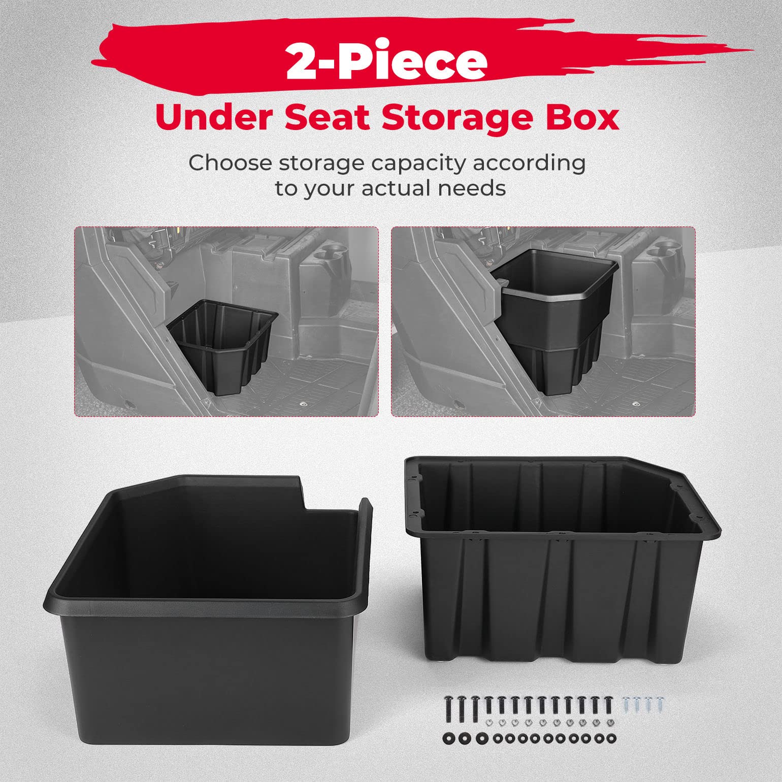 Photo of Under Seat Storage Box for Polaris Ranger XP 1000 / Crew (2018-2024) by Kemimoto - Premium for UTVs / Side by Sides