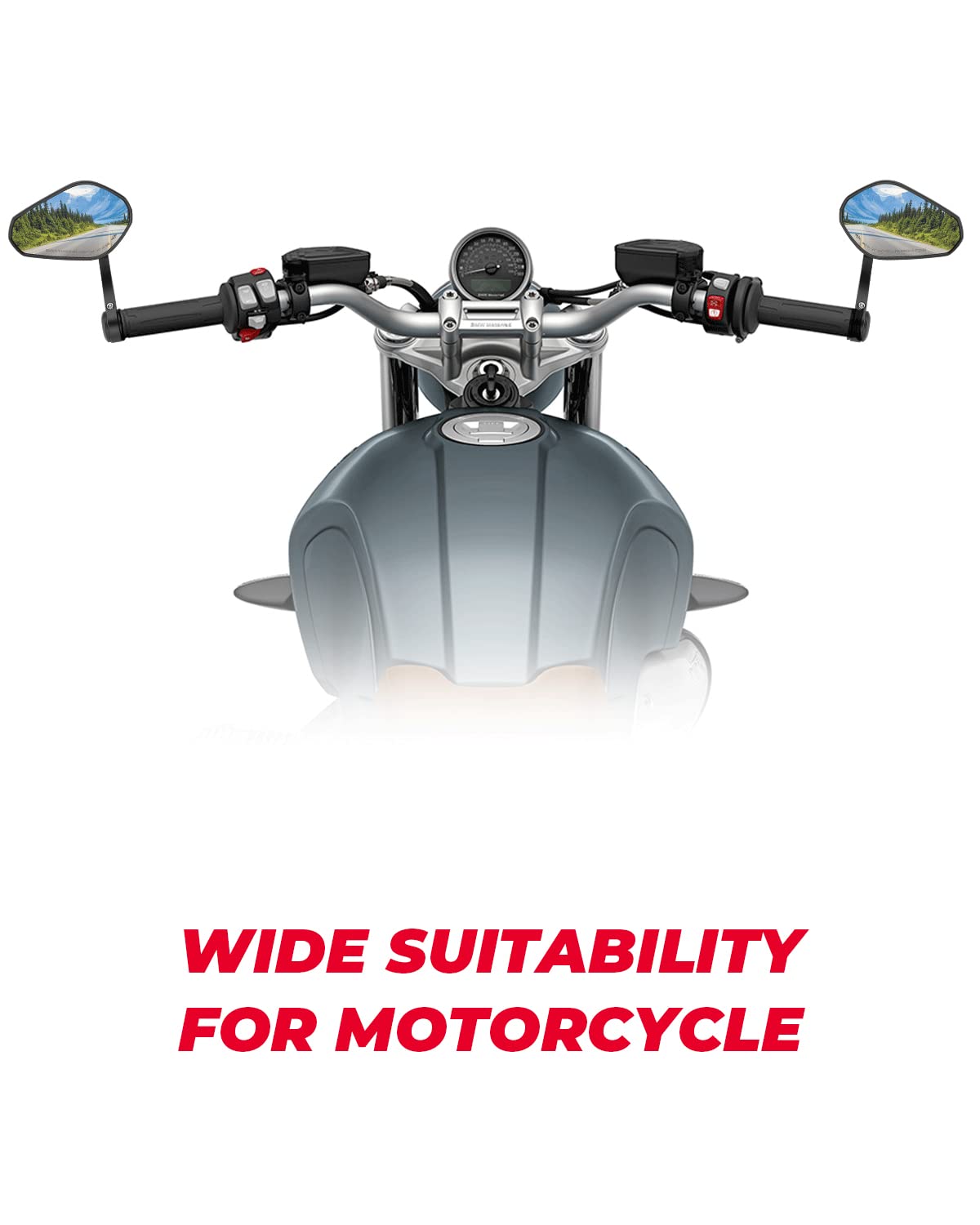Photo of Motorcycle Bar End Mirrors for Sportster, Softail, Dyna, Road King by Kemimoto - Premium for UTVs / Side by Sides