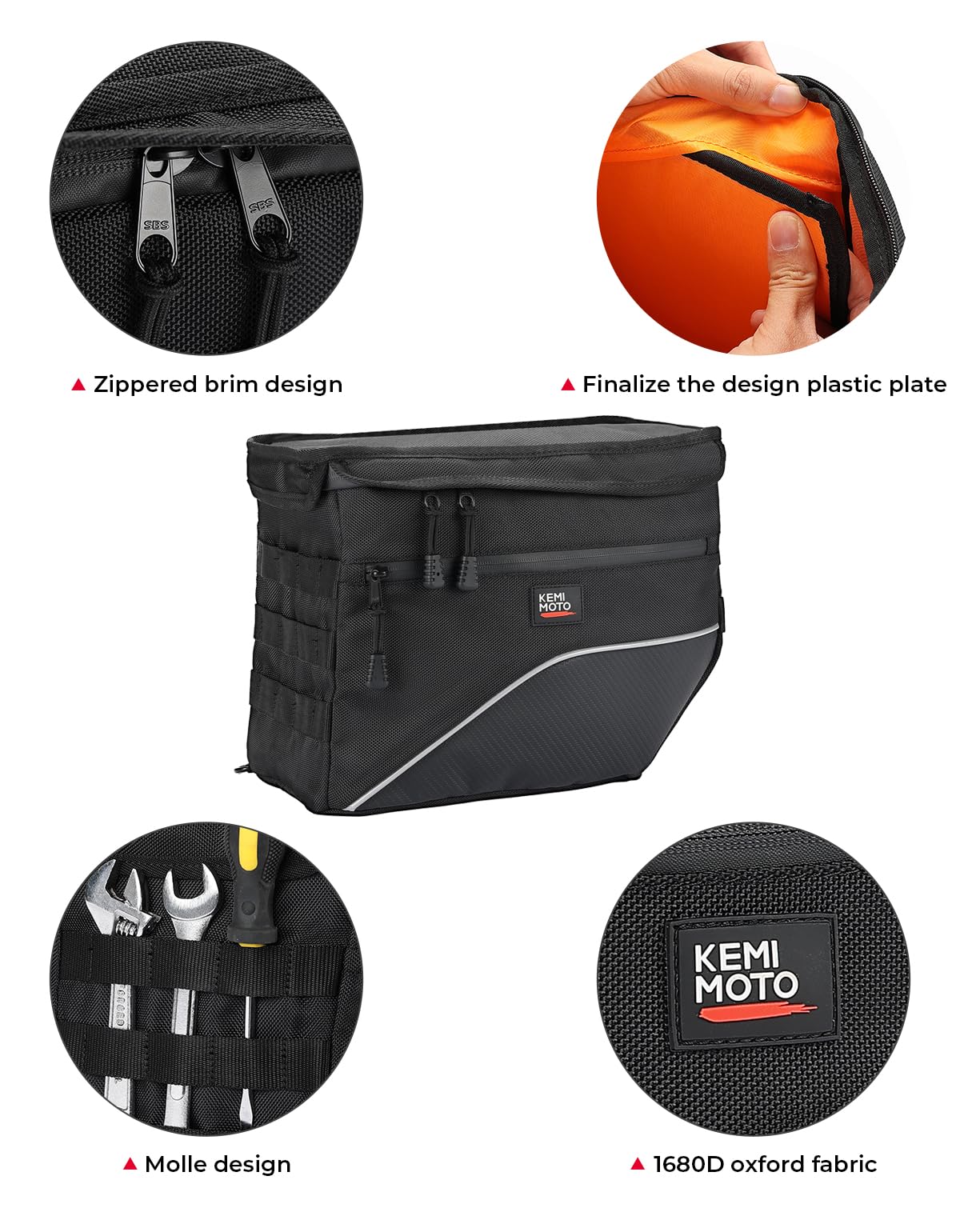 Photo of Upgrade Motorcycle 26L Universal Middle-Sized Saddle Bags by Kemimoto - Premium for UTVs / Side by Sides