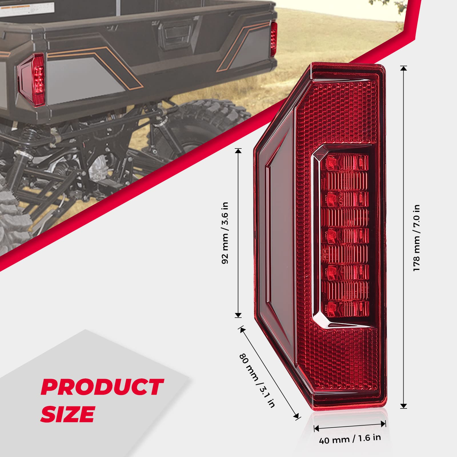 Photo of Tail Light for Polaris Ranger / General (1 PCS) by Kemimoto - Premium for UTVs / Side by Sides