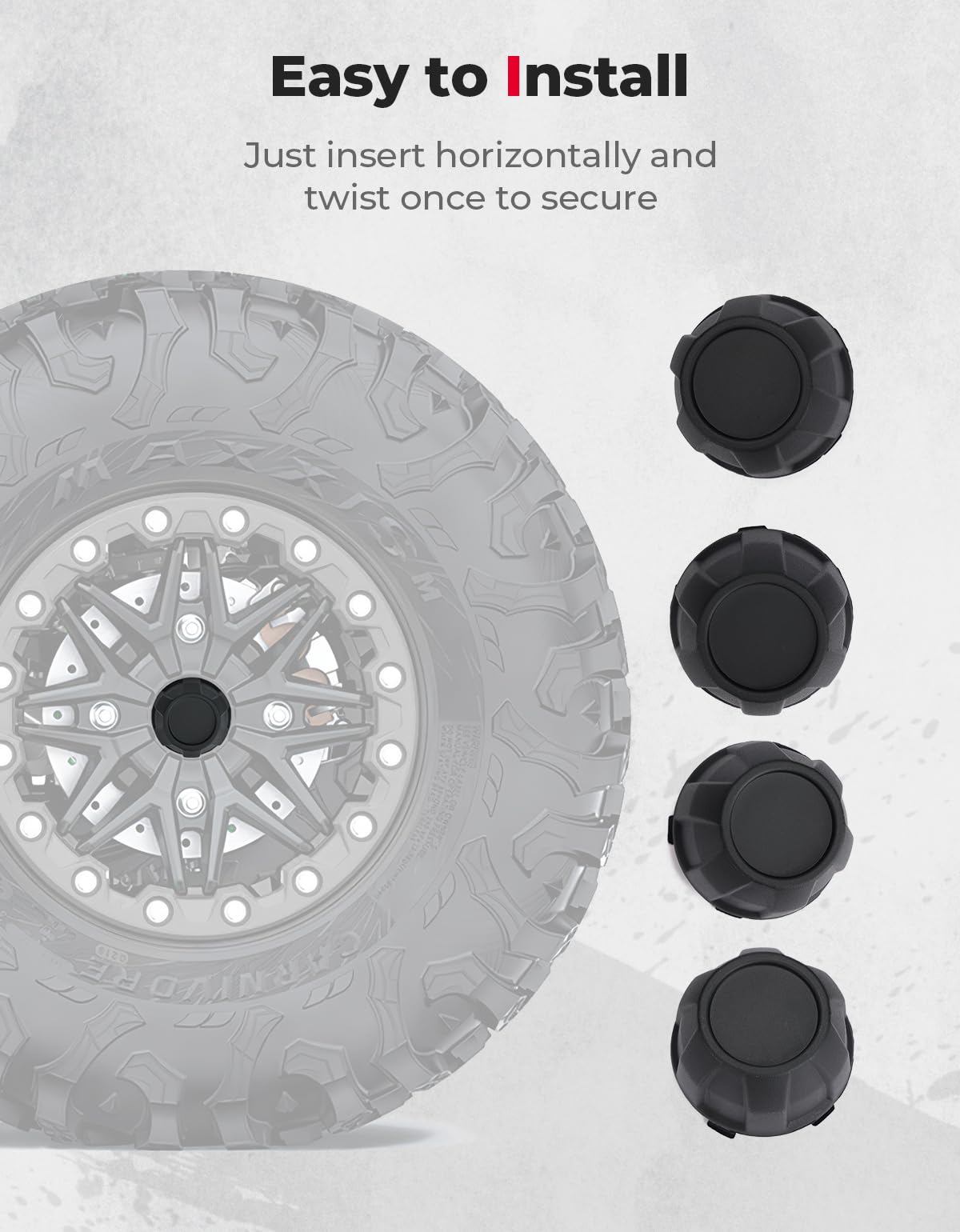 Photo of 4PCS Tire Wheel Hub Caps for Kawasaki Teryx KRX 1000 by Kemimoto - Premium for UTVs / Side by Sides