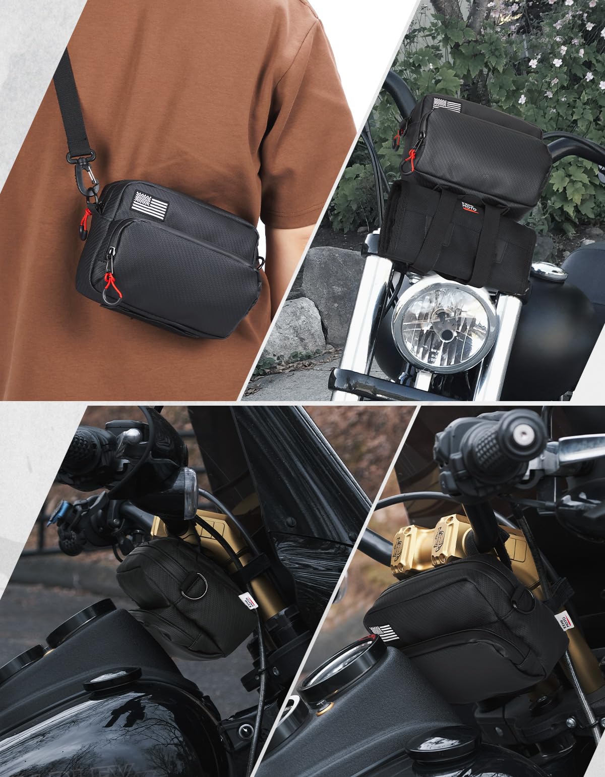 Photo of Motorcycle Handlebar Bag with Waterproof Cover by Kemimoto - Premium for UTVs / Side by Sides
