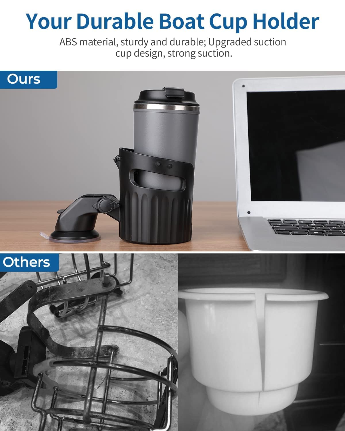 Photo of Suction Cup Holder with Tongue Depressor 90-Degree Adjustable by Kemimoto - Premium for UTVs / Side by Sides