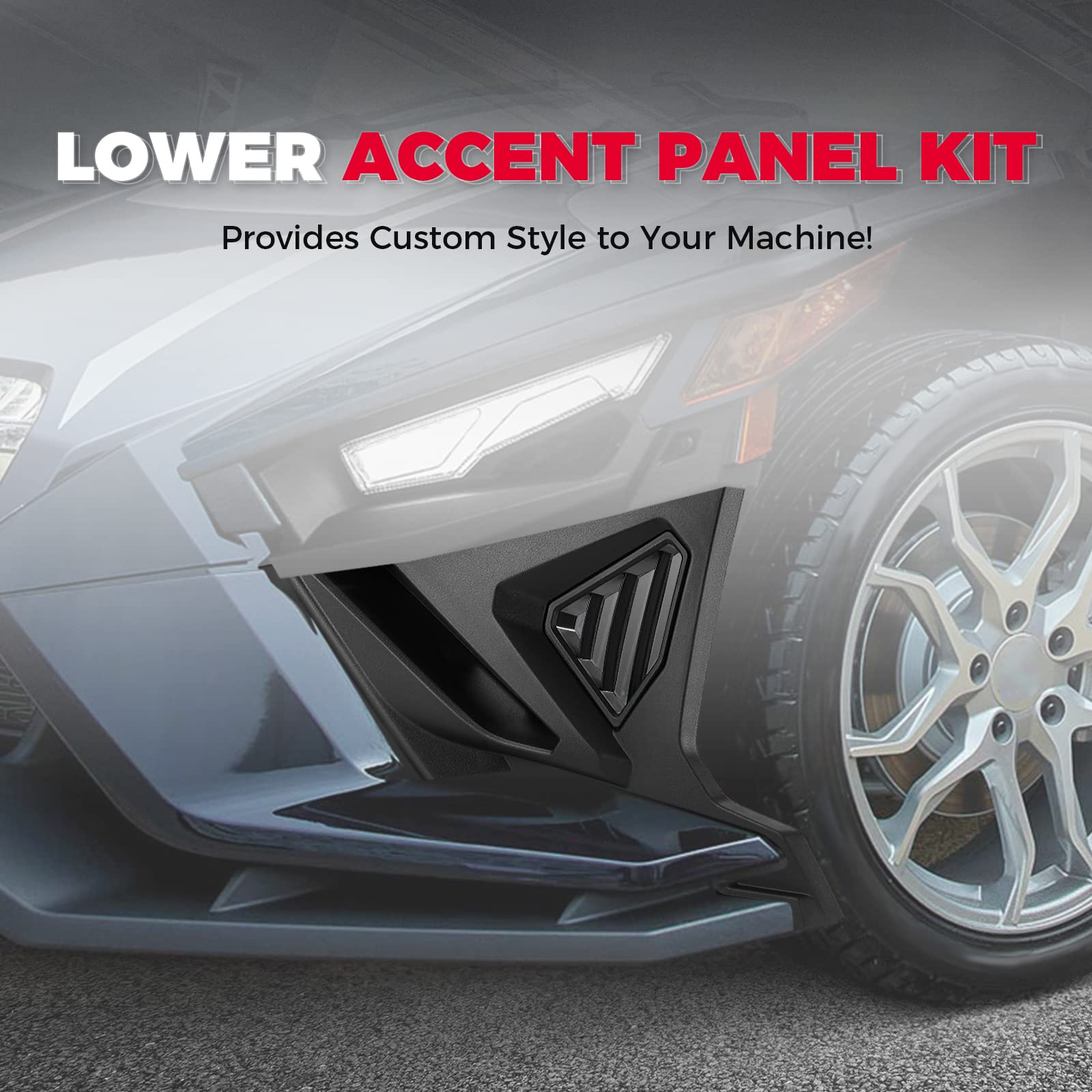 Photo of Kemimoto Front Lower Accent Panel Light Kit & Lower Accent Pannel Kit for Polaris Slingshot by Kemimoto - Premium for UTVs / Side by Sides