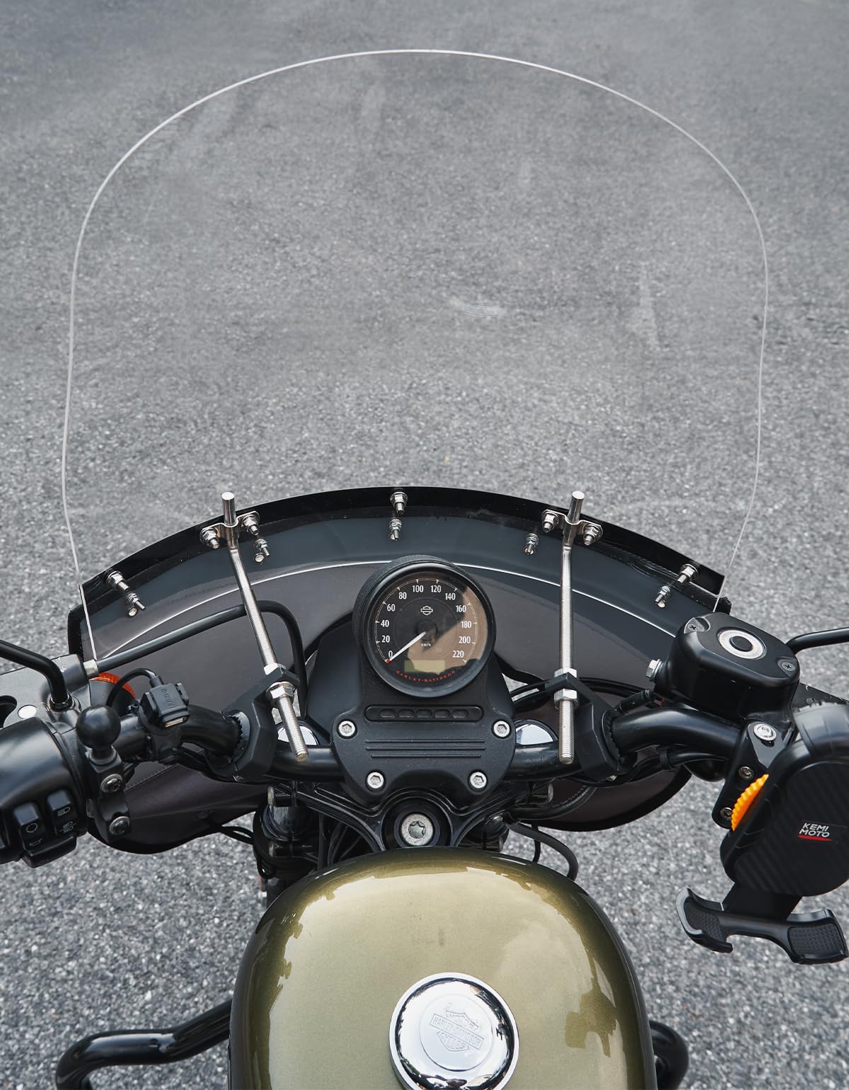 Photo of Motorcycle 18"x16" Clear Windshield With Windshield Cloth by Kemimoto - Premium for UTVs / Side by Sides