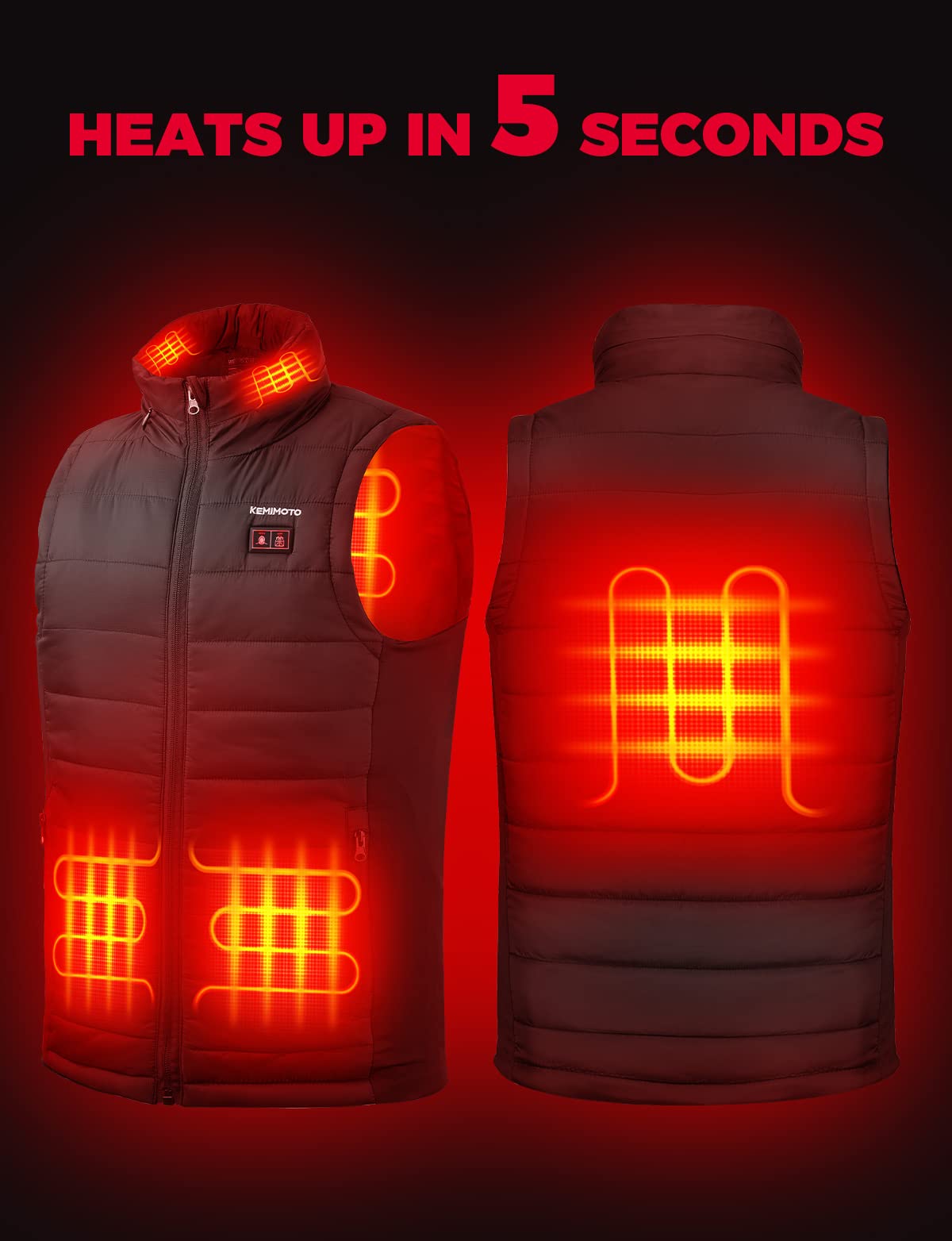 Photo of Heated Vest With Heated Hood - Black by Kemimoto - Premium for UTVs / Side by Sides