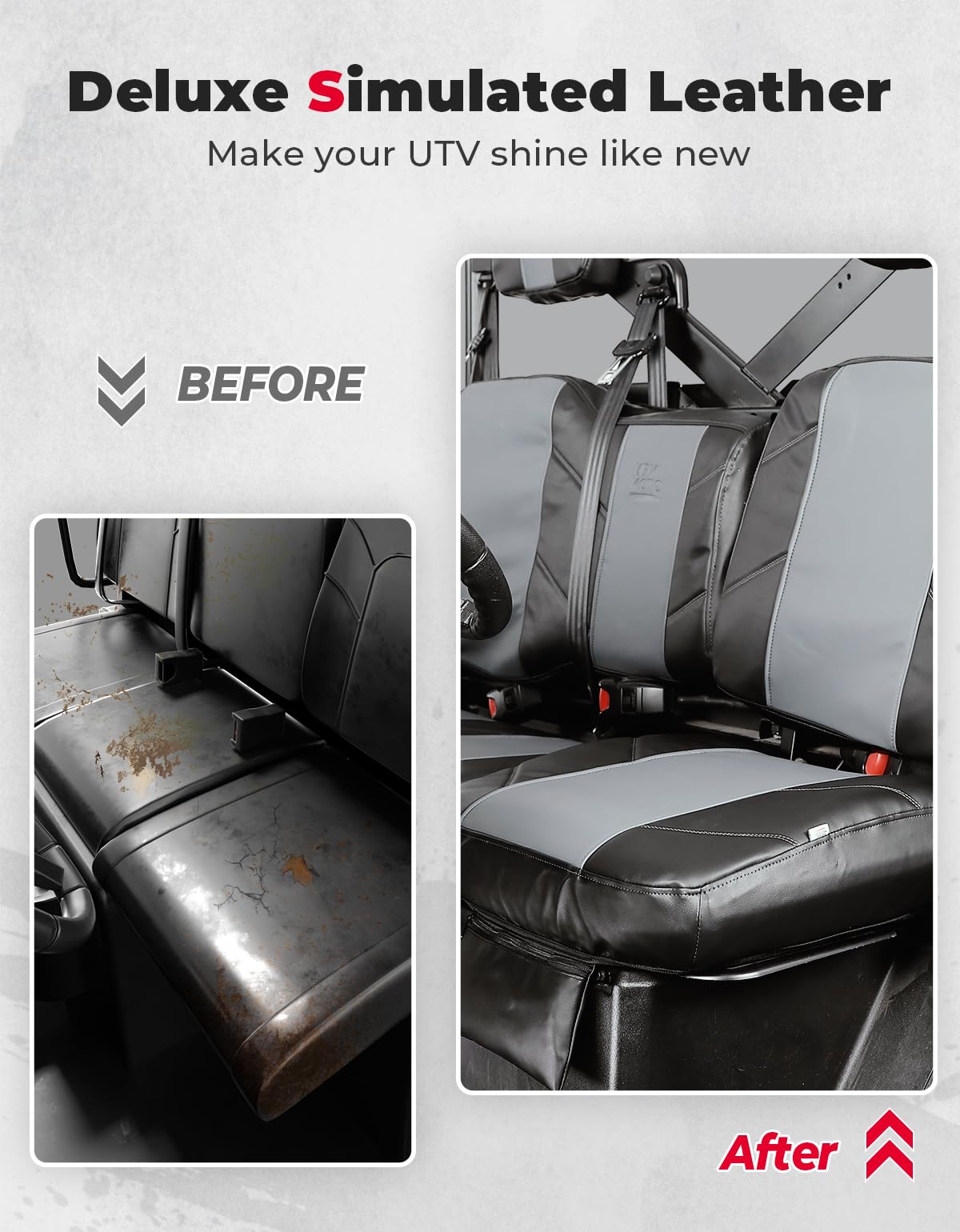 Photo of UTV Leather Seat Covers with Pocket for Polaris Ranger XP 1000/Crew by Kemimoto - Premium for UTVs / Side by Sides